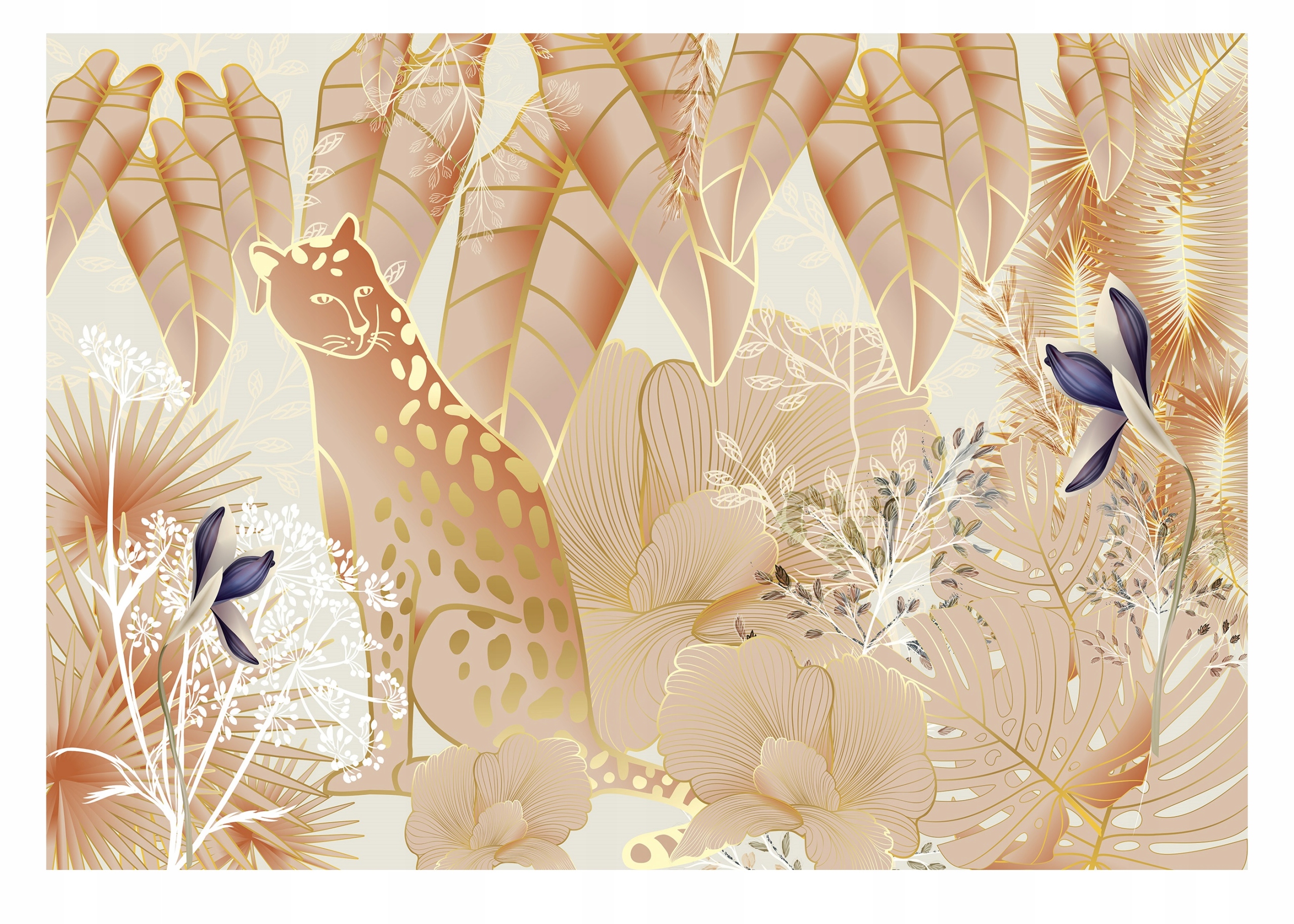 Fototapeta Zlaté Listy Leopard Glamour 254x184