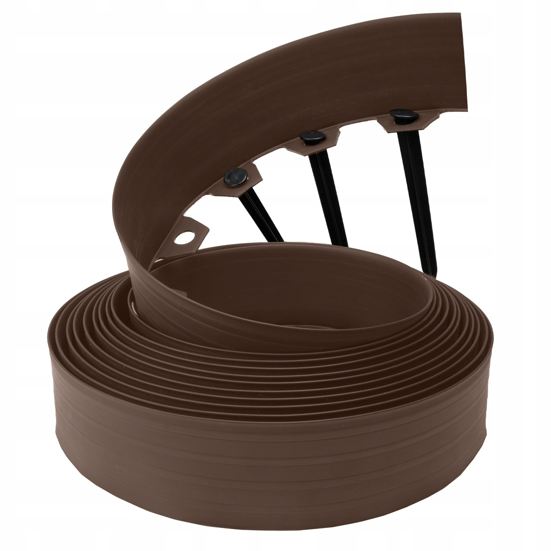 Zahradní Lem 20 m hnědý, výška 8 cm, trávníkový plast kotvy