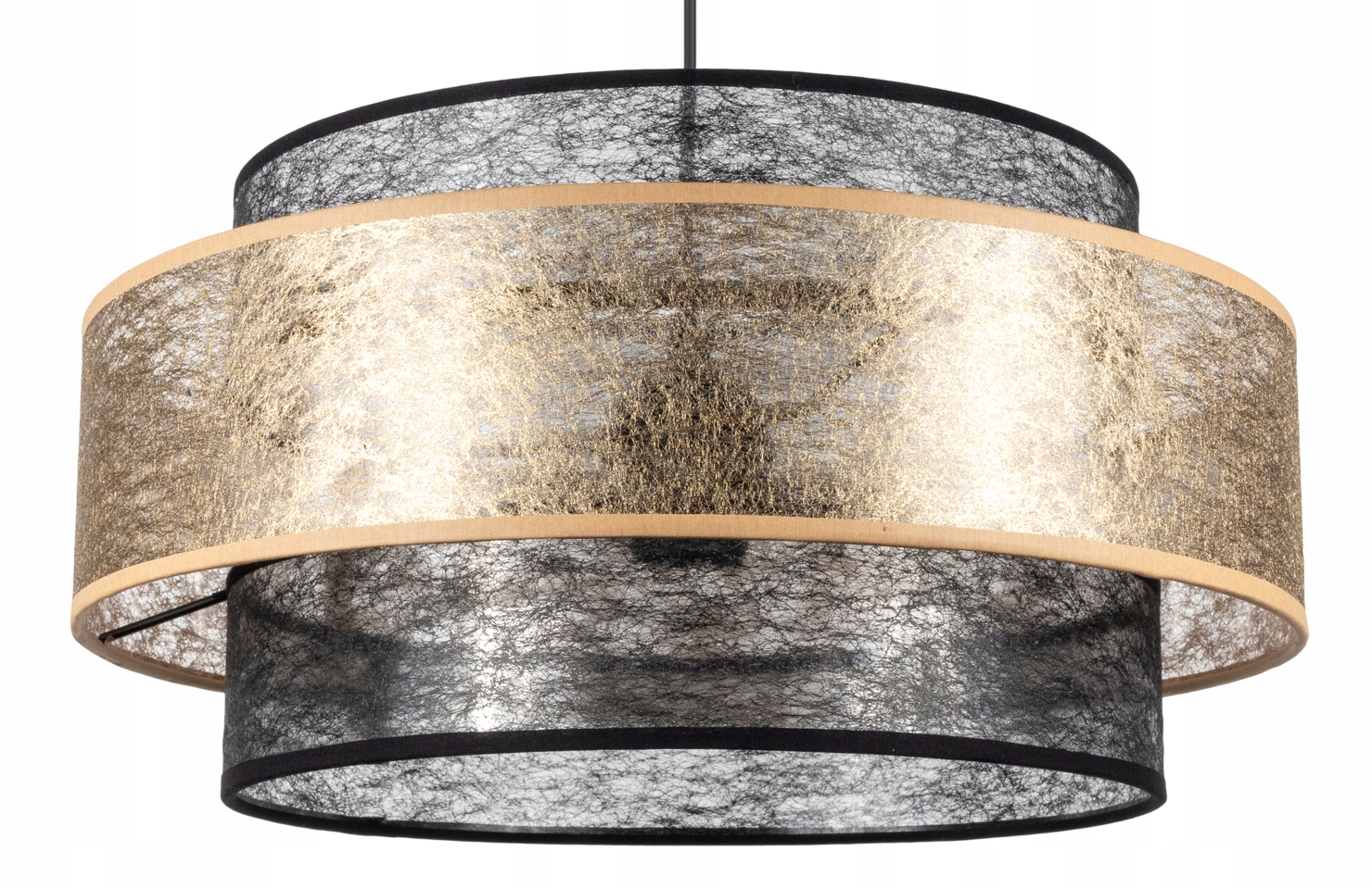 

Nowoczesna lampa z abażurem czarno-złota fi 40cm