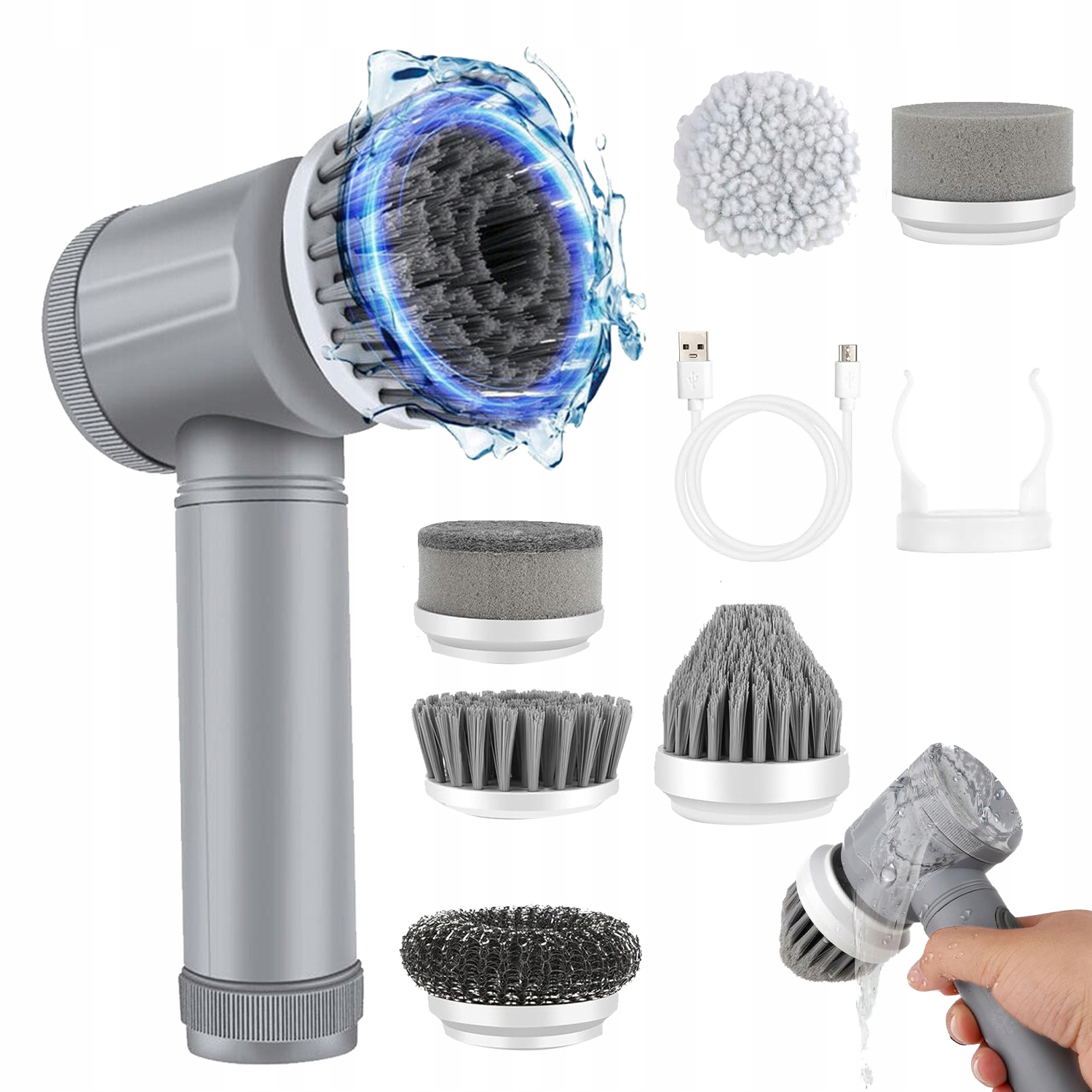 Elektrický Rotační Kartáč Pro Čištění, Voděodolný, Se 7 Hlavicemi