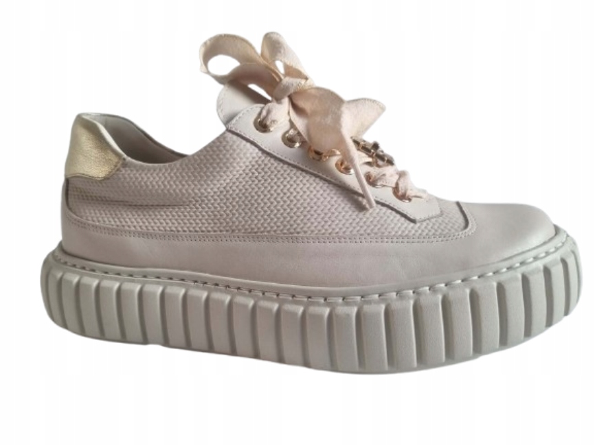 Krémově zlaté dámské polobotky, tenisky na lehké spodní straně, pohodlné, Karino 37