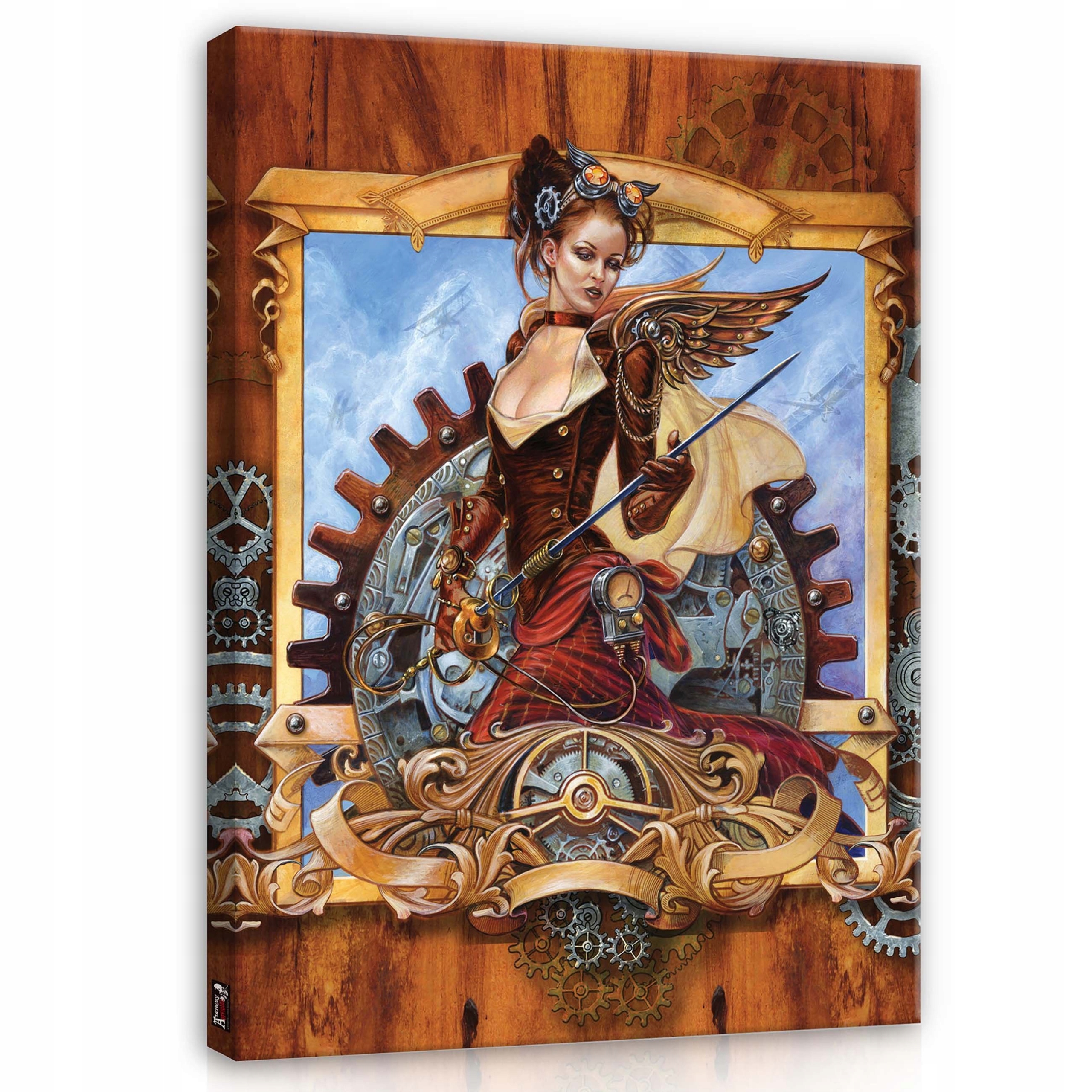 Obraz 75x100 Steampunk žena pilot mechanické křídla fantazie