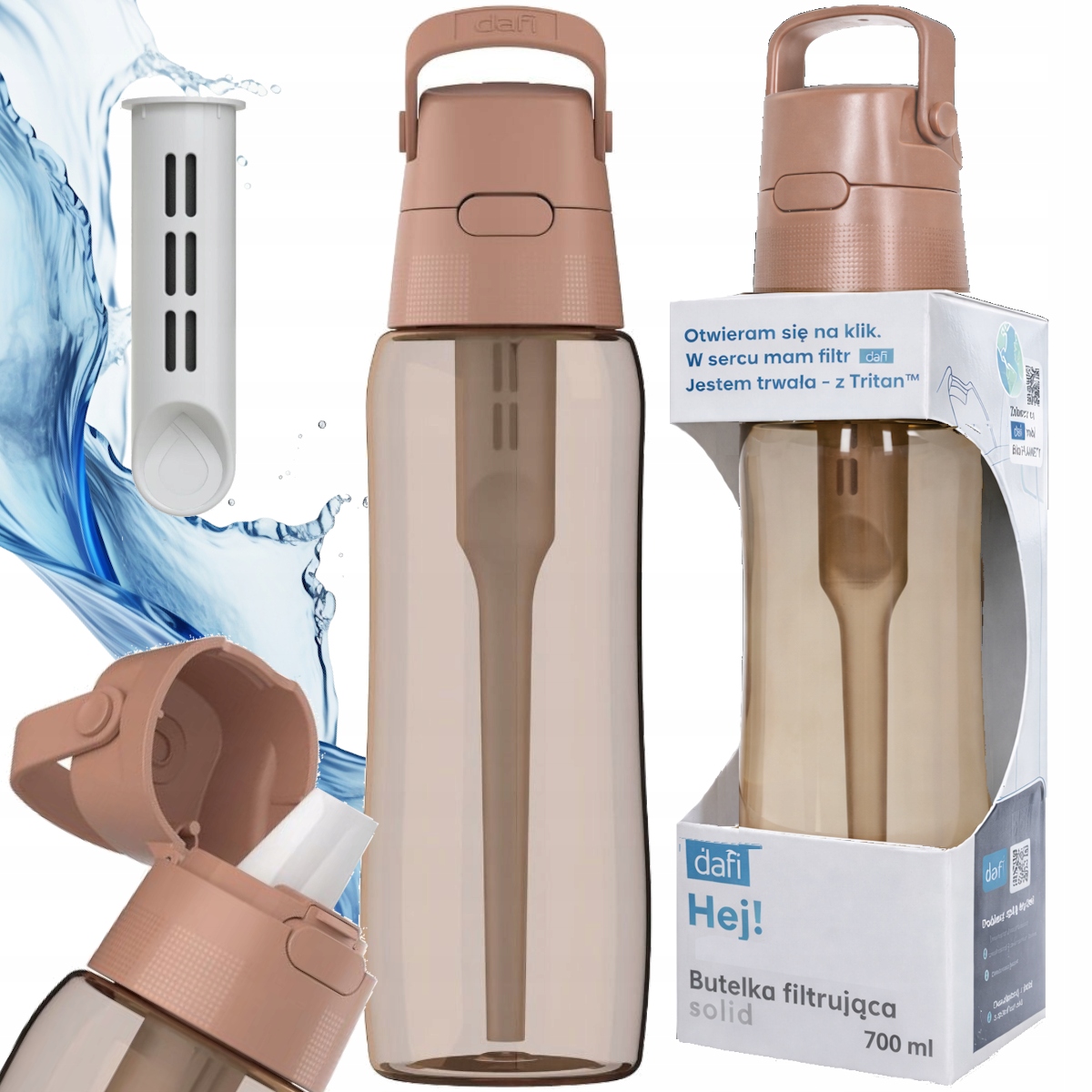 Butelka filtrująca Dafi Solid 0,7 Mocha Mousse barwiona Cappuccino