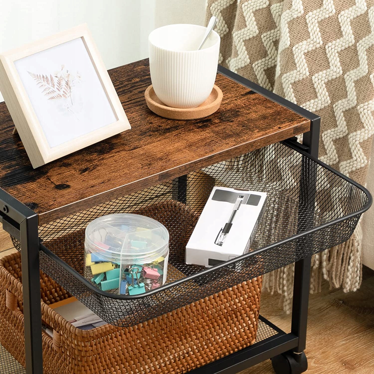 STOLIK SZAFKA PÓŁKA POD DRUKARKĘ PODSTAWKA LOFT NA KÓŁKACH 2 POZIOMY Szerokość mebla 45 cm