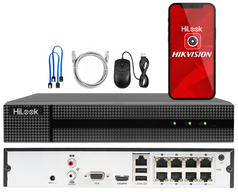 Ip rekordér 8x PoE pre Ip kamery Hilook od Hikvision Aplikácia HikConnect