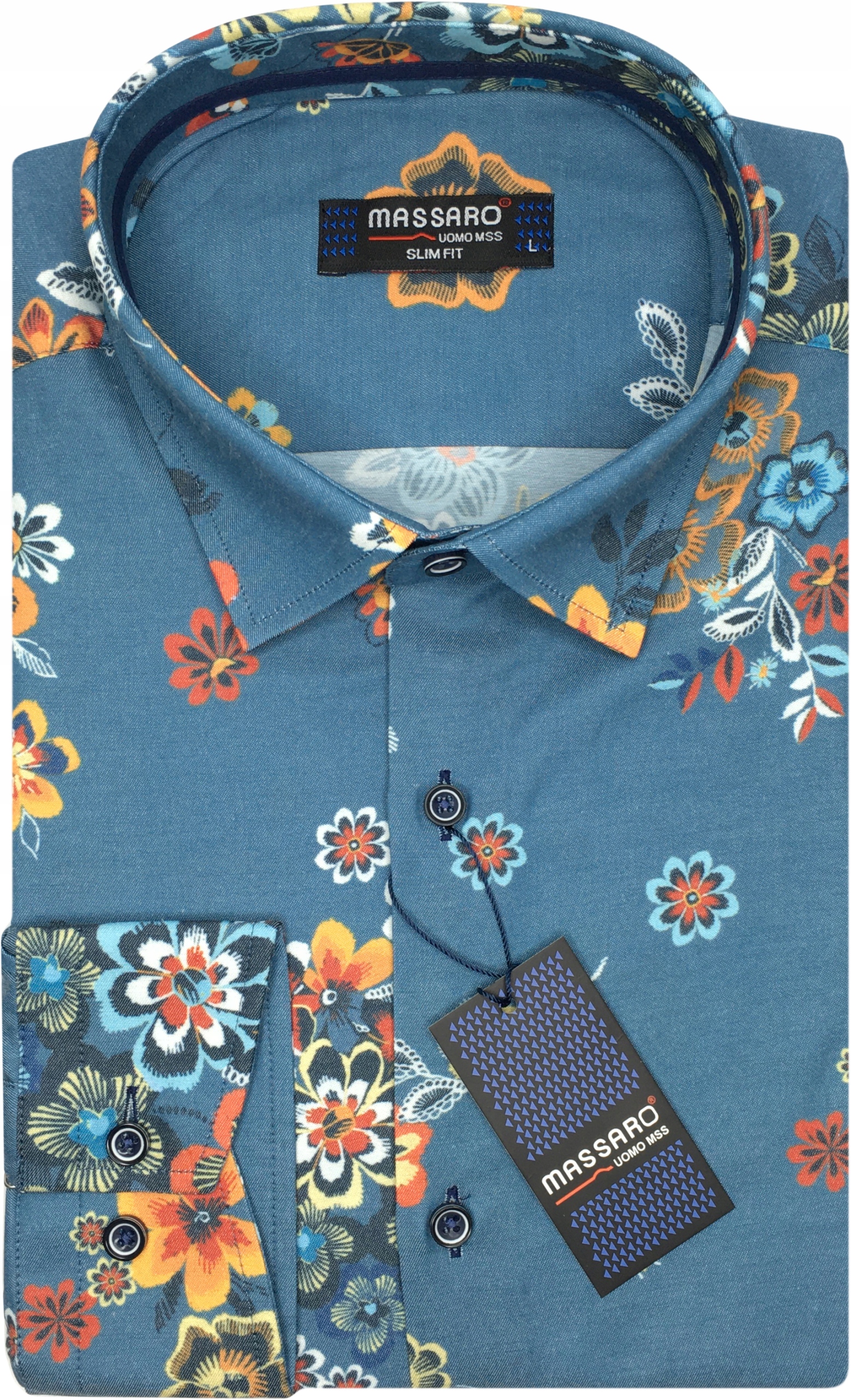 Slim-fit elegantná bavlnená PREMIUM pánska košeľa digitálna potlač