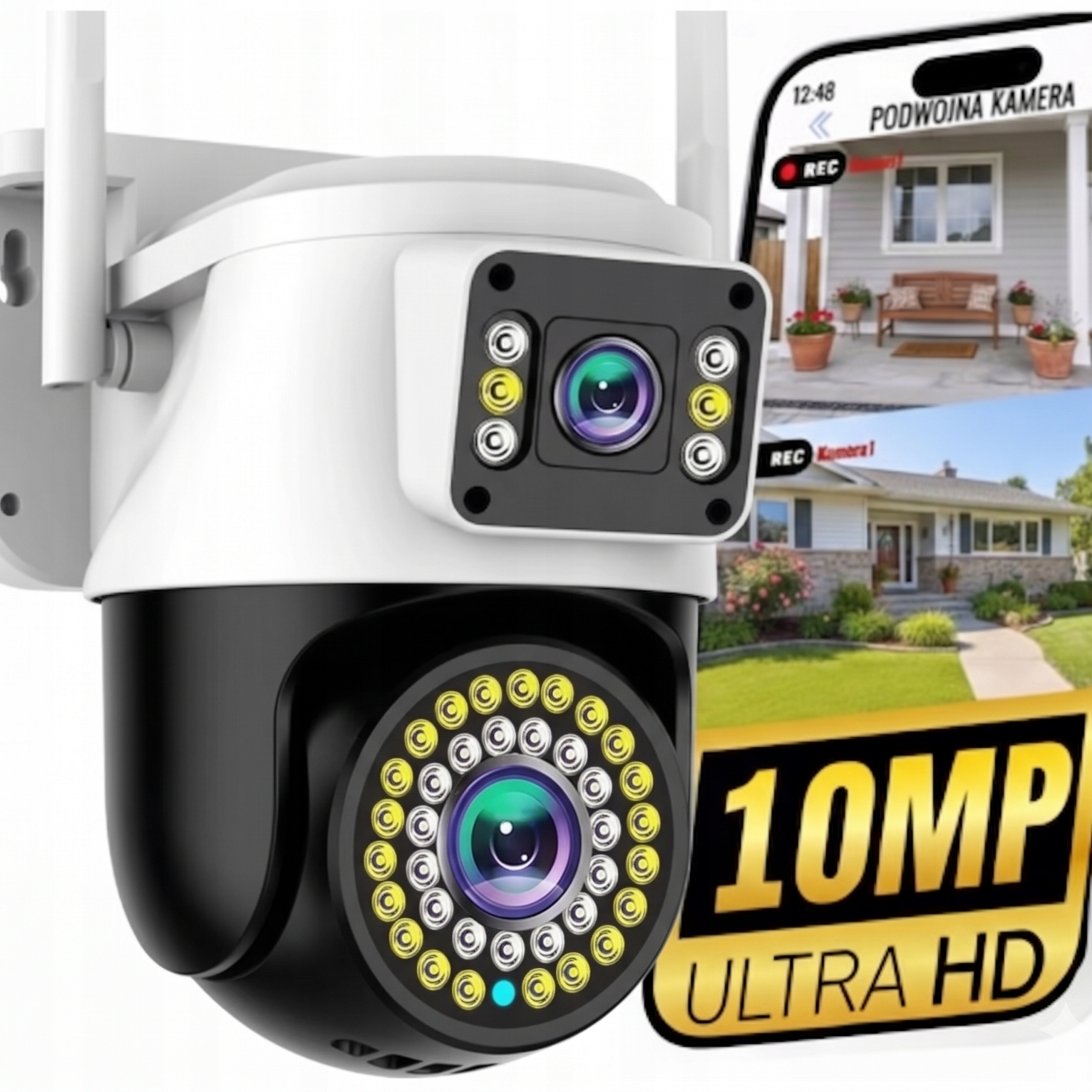 Dvojitá Wifi Kamera S Funkcemi Otáčení Venkovní Kamery 10 Mpx Ultra Hd Mikrofon