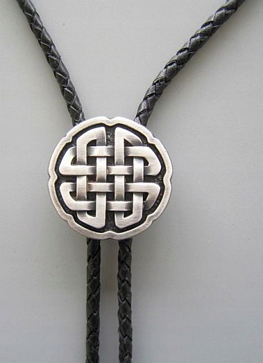 Bolo kravata postříbřená Keltská Proplétánka pravá kůže