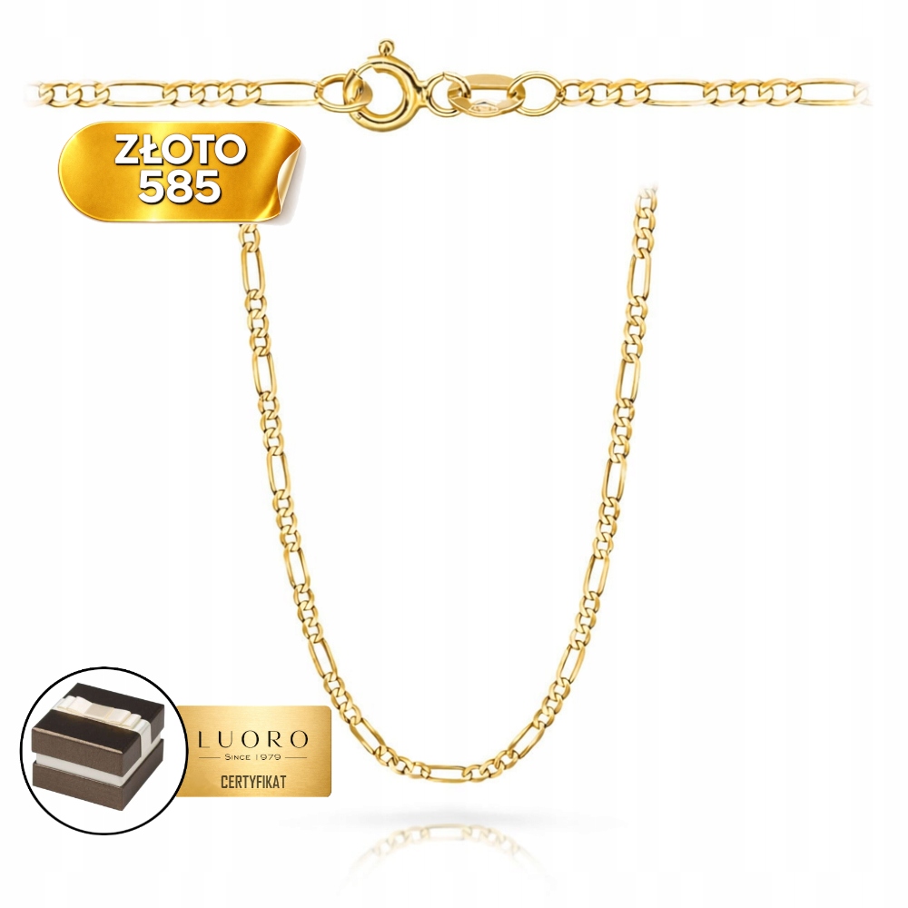 Řetízek Zlatý 585 14K Vazba Figaro 45 CM Elegantní Klasický