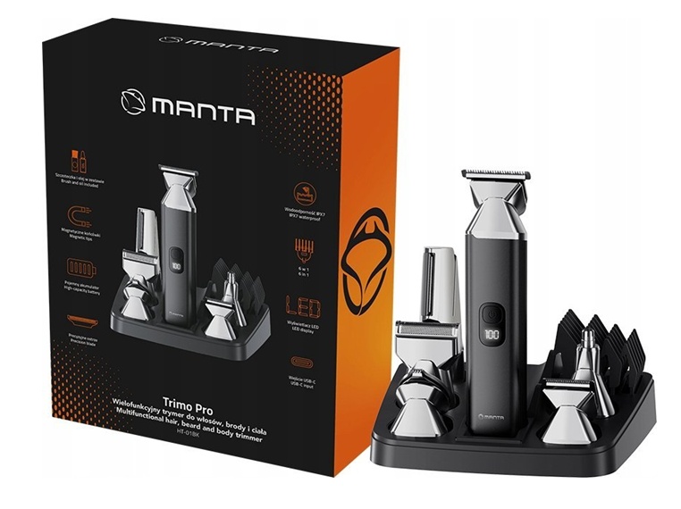 Trymer Maszynka Manta Trimo Pro HT-01BK do strzyżenia Włosów Brody Nosa