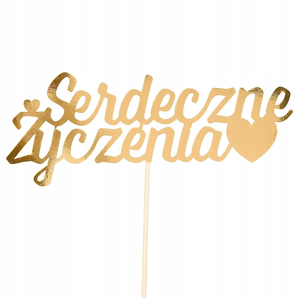 

Topper Serdeczne Życzenia Urodziny Złoty na tort