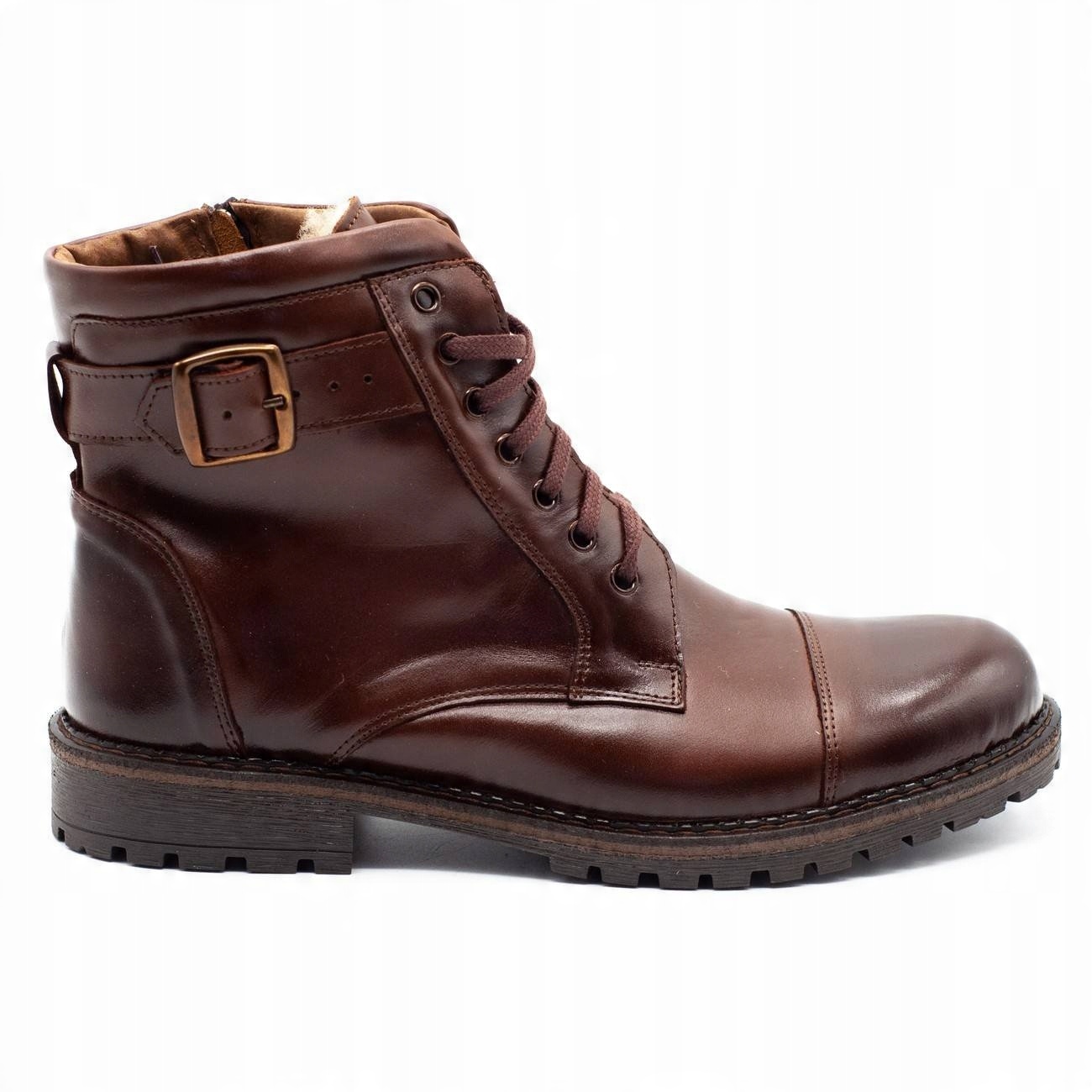 

Buty Męskie Zimowe Ciemny Brąz Skóra 910MP 47