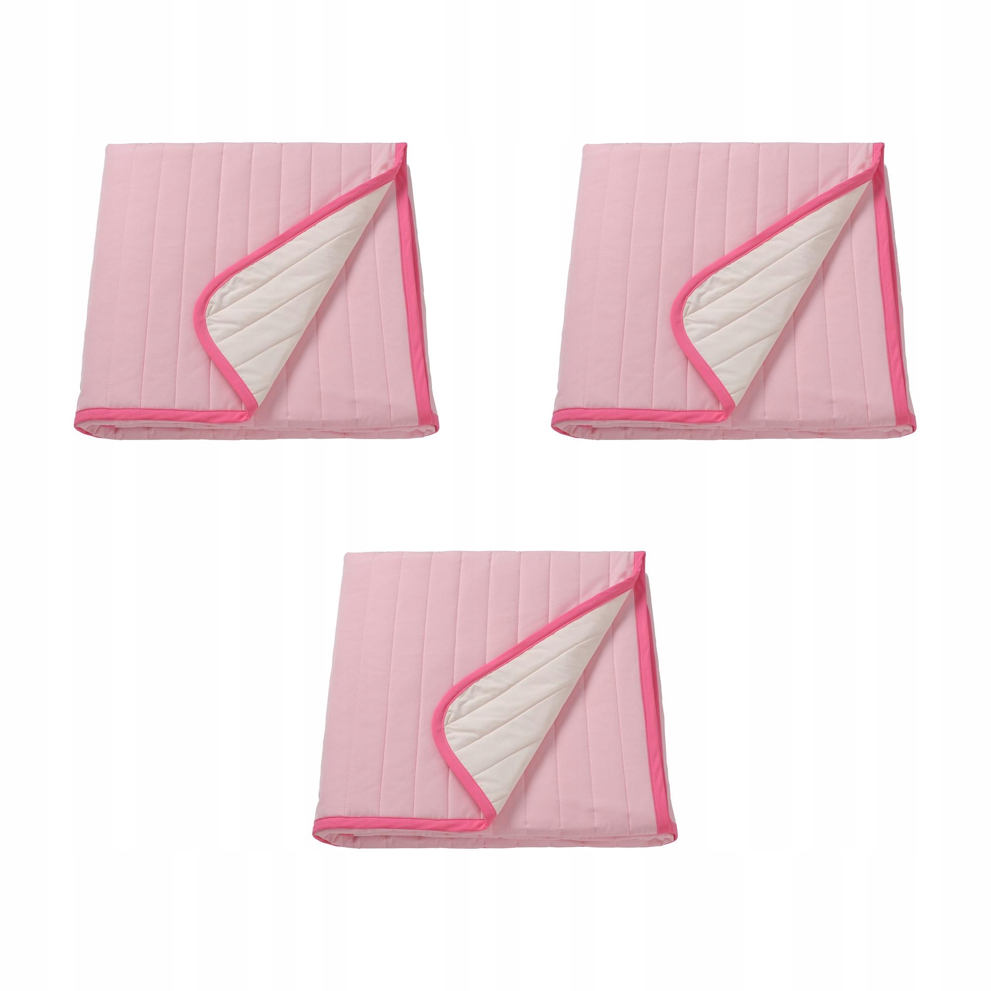 3 ks Vetejordfly Přehoz na postel růžový/bílý 260 x 250 cm