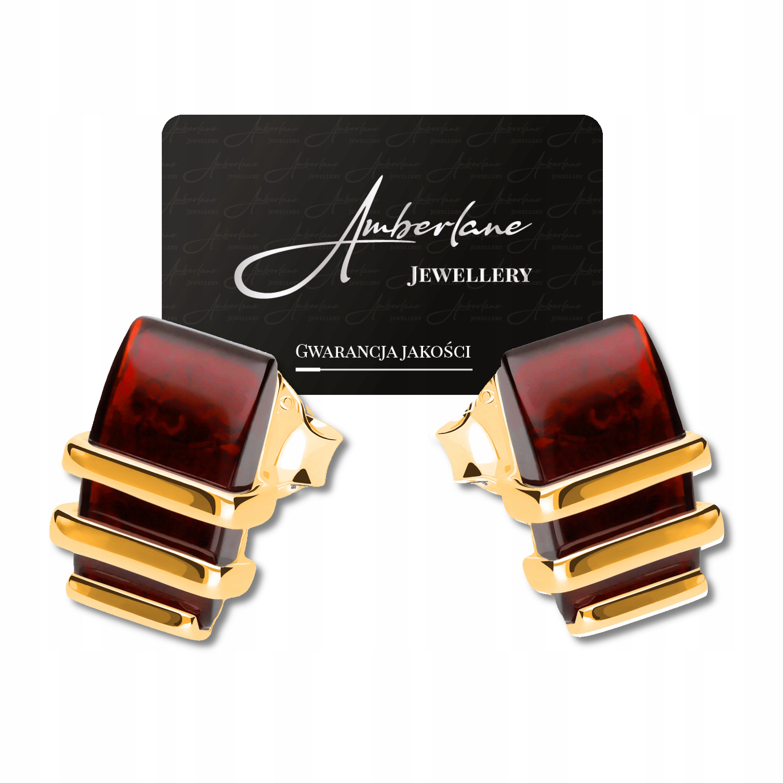 Pozlacené Náušnice S třešňovým Jantarem – stříbro 925*18K *výjimečný Dárek