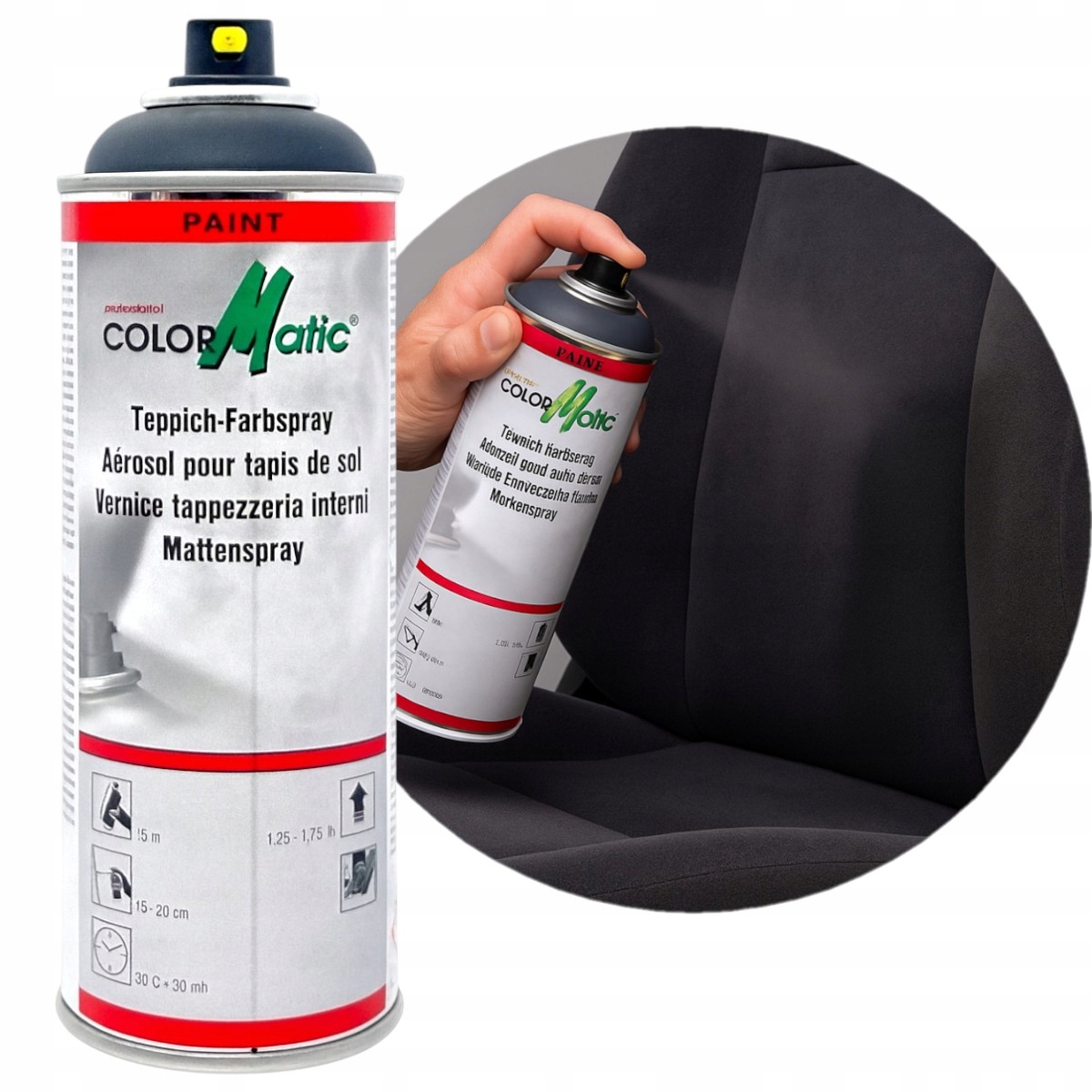 Lakier do renowacji Foteli Welurowych Samochodowych Szary Spray 400ML