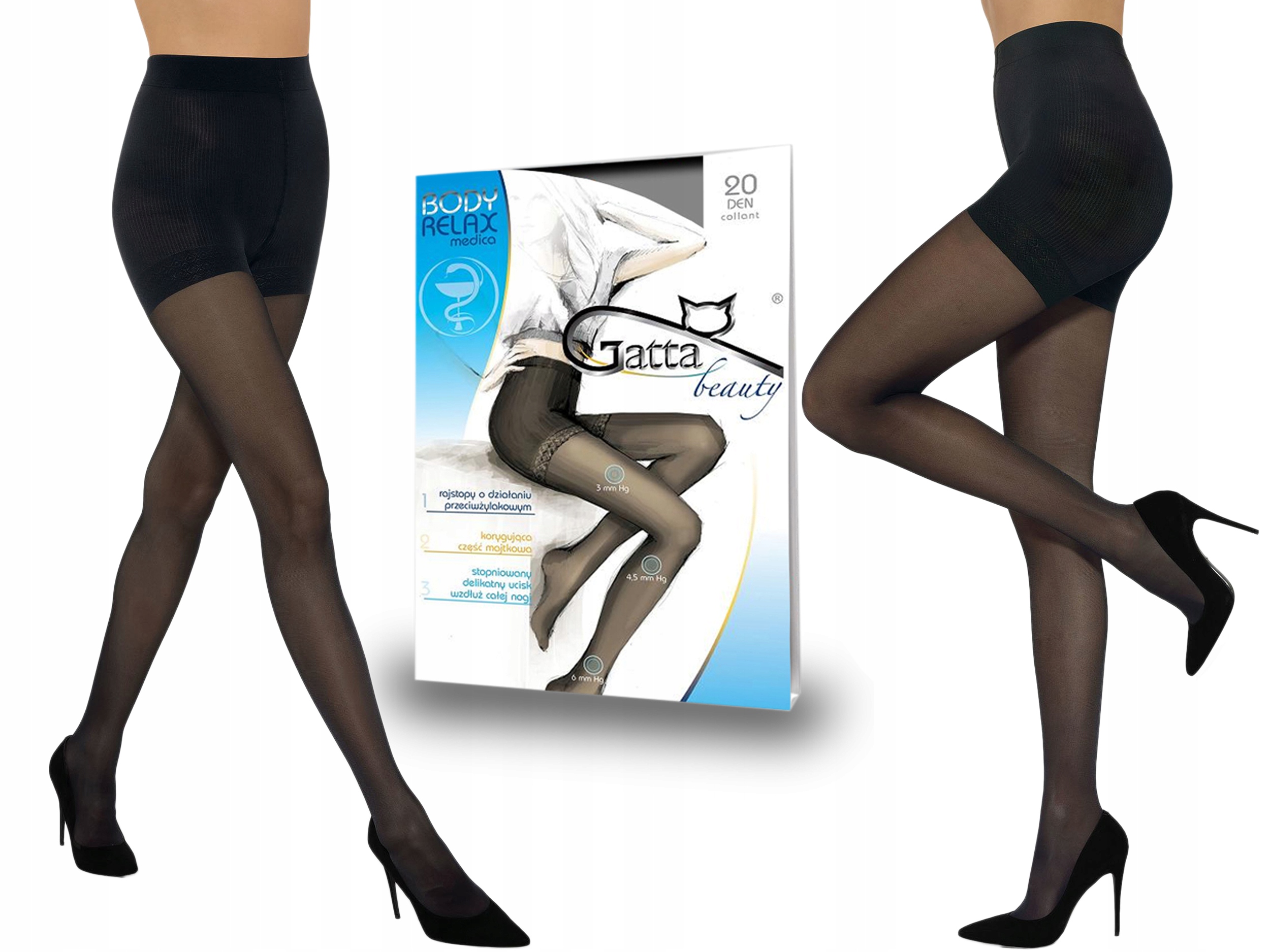 

Rajstopy Gatta Body Relax Medica, 20 den nero 5-XL