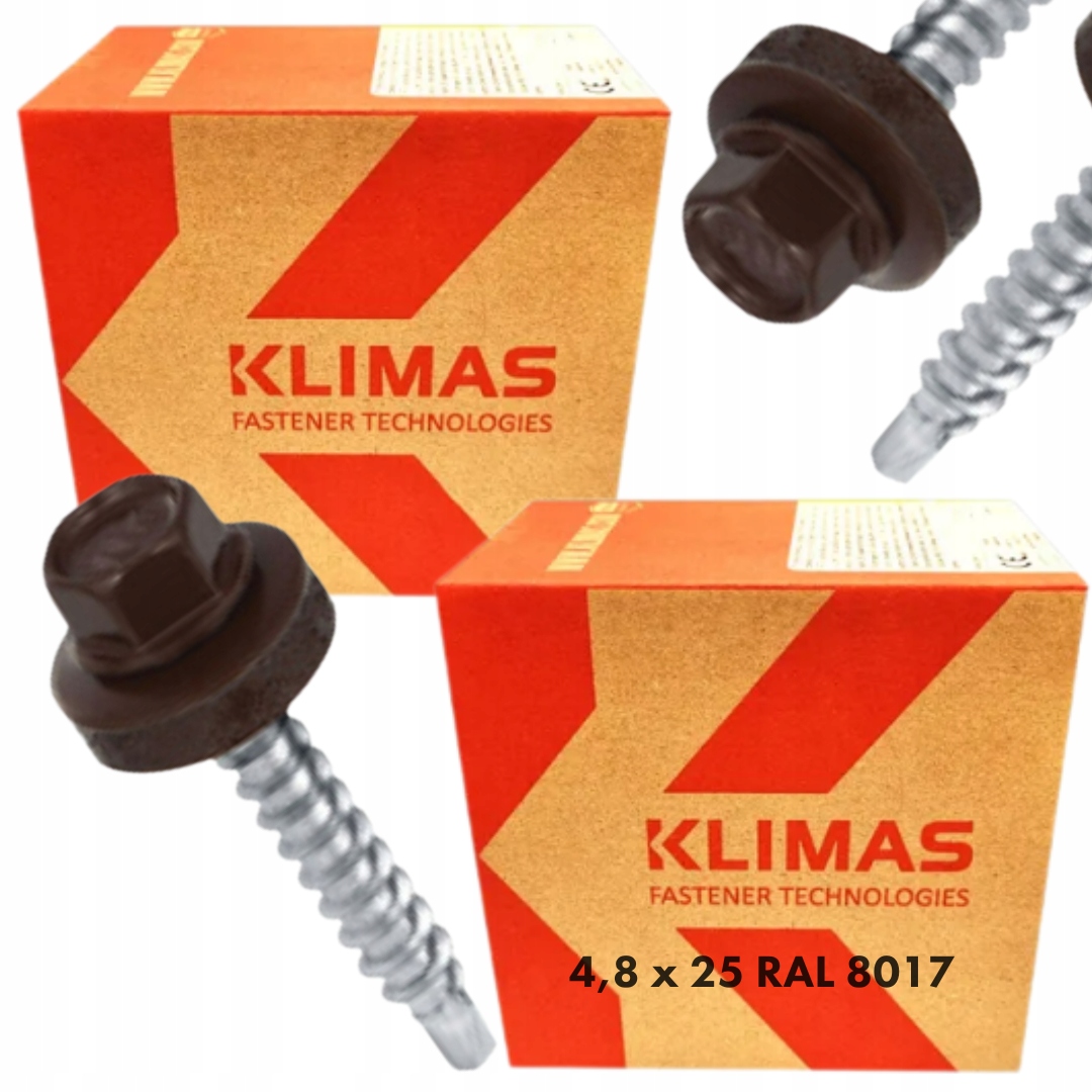 2x Samovrtné vruty farmářů dřevo 4,8x25 podložka Epdm Ral 8017 250 Ks