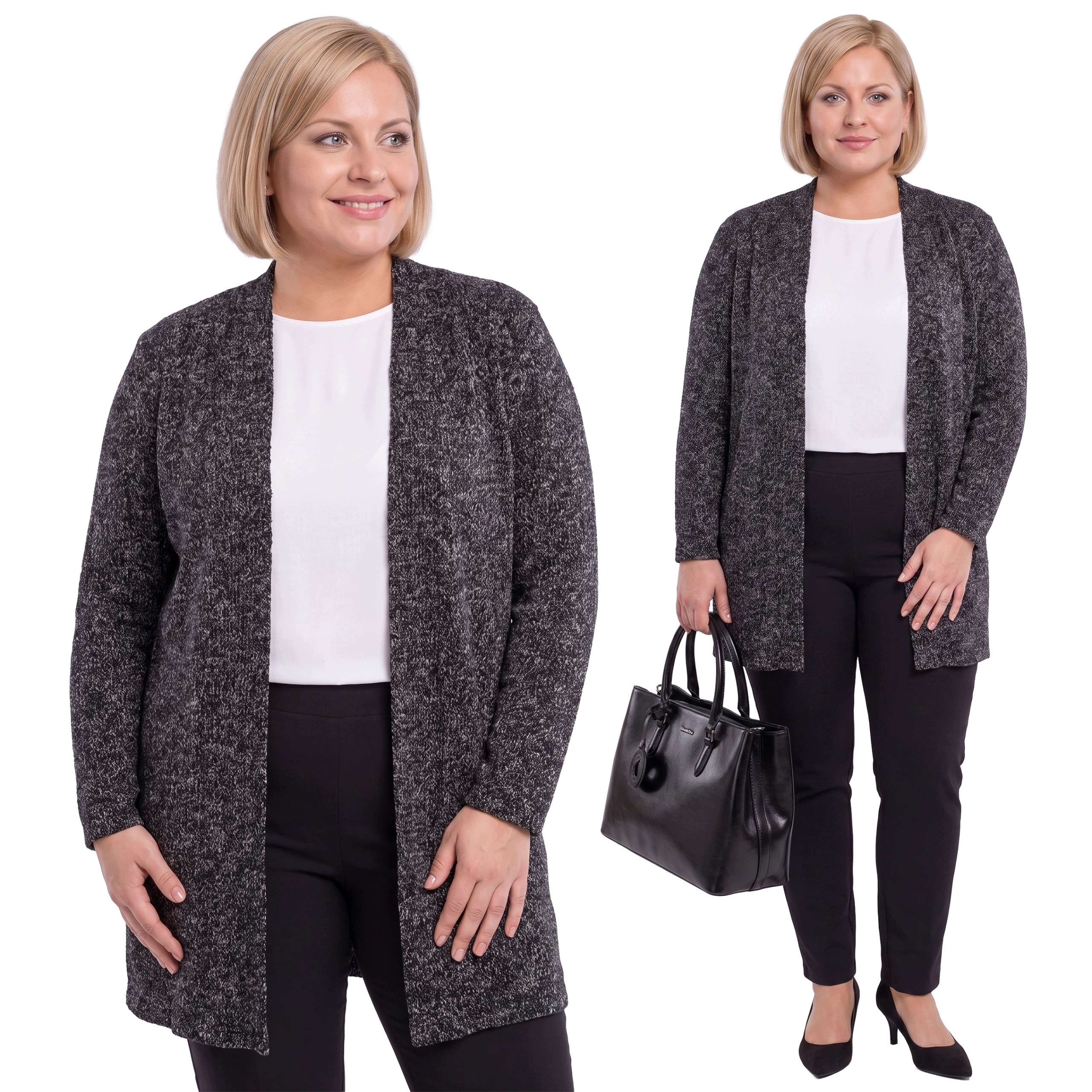 Šedo-černý kardigan plus size velikost 54