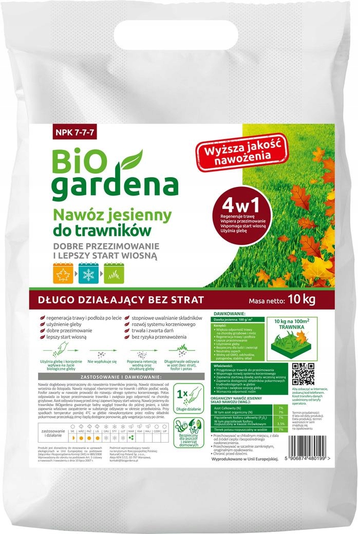 

Biogardena Nawóz Jesienny Do Trawników 4W1 10KG