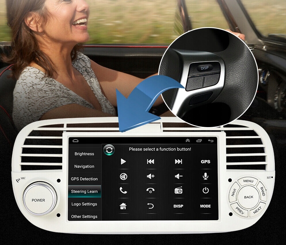 RADIO SAMOCHODOWE 2 DIN ANDROID GPS WIFI FIAT 500 2007-2014 Radio informacja RDS pasmo FM radio cyfrowe DAB+