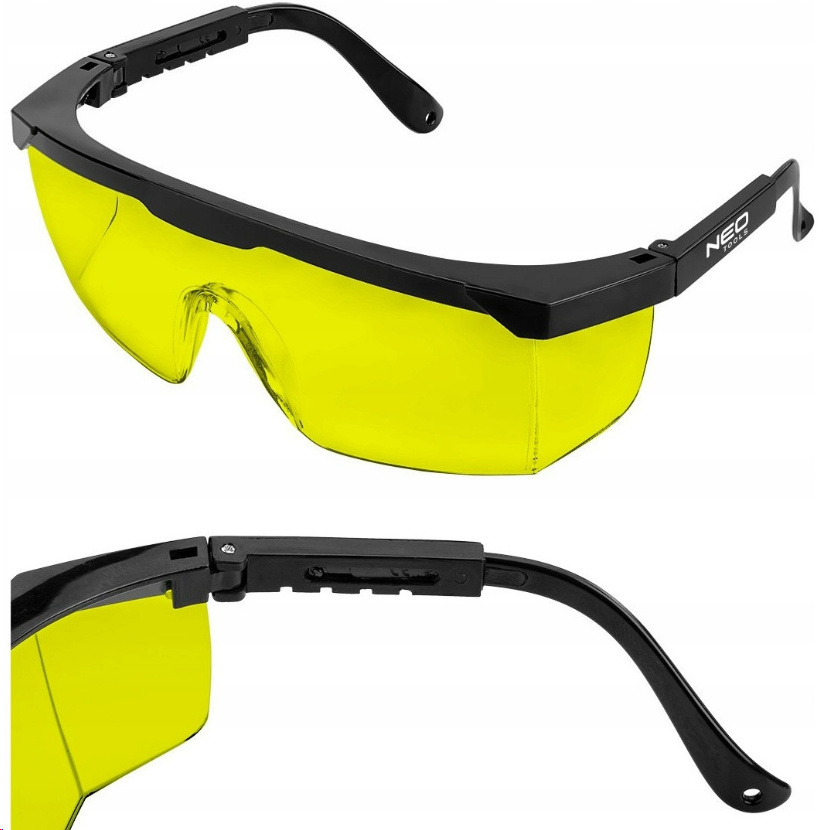OKULARY OCHRONNE ŻÓŁTE SOCZEWKI REGULOWANE ZAUSZNIKI NEO