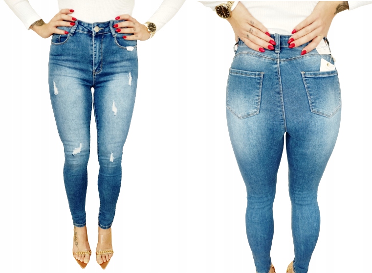Женские яркие джинсовые брюки с высокой талией пушап