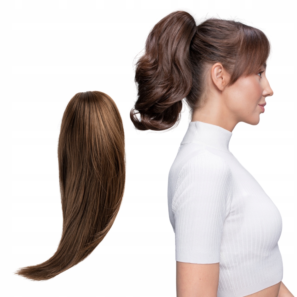 Doczepiany kok na klipsie 35cm #8 Średni Brąz