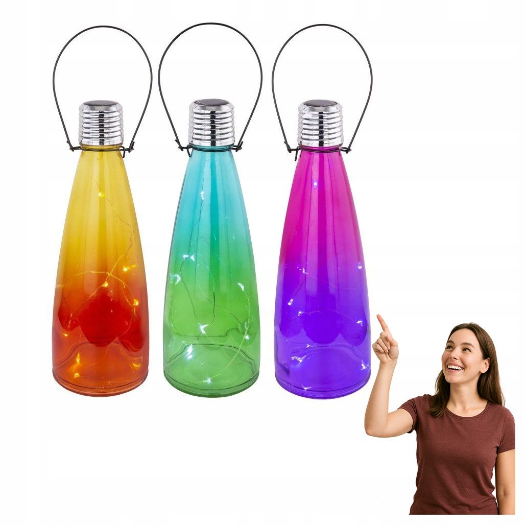Sada x12ks Solárna Led lampa 0,06 W fľaše v rôznych farbách Solar 33