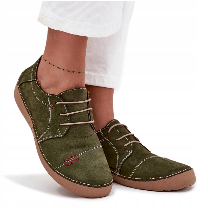 Dámské Kožené Polobotky S Prošíváním Artiker 57C2112 Zelené 39