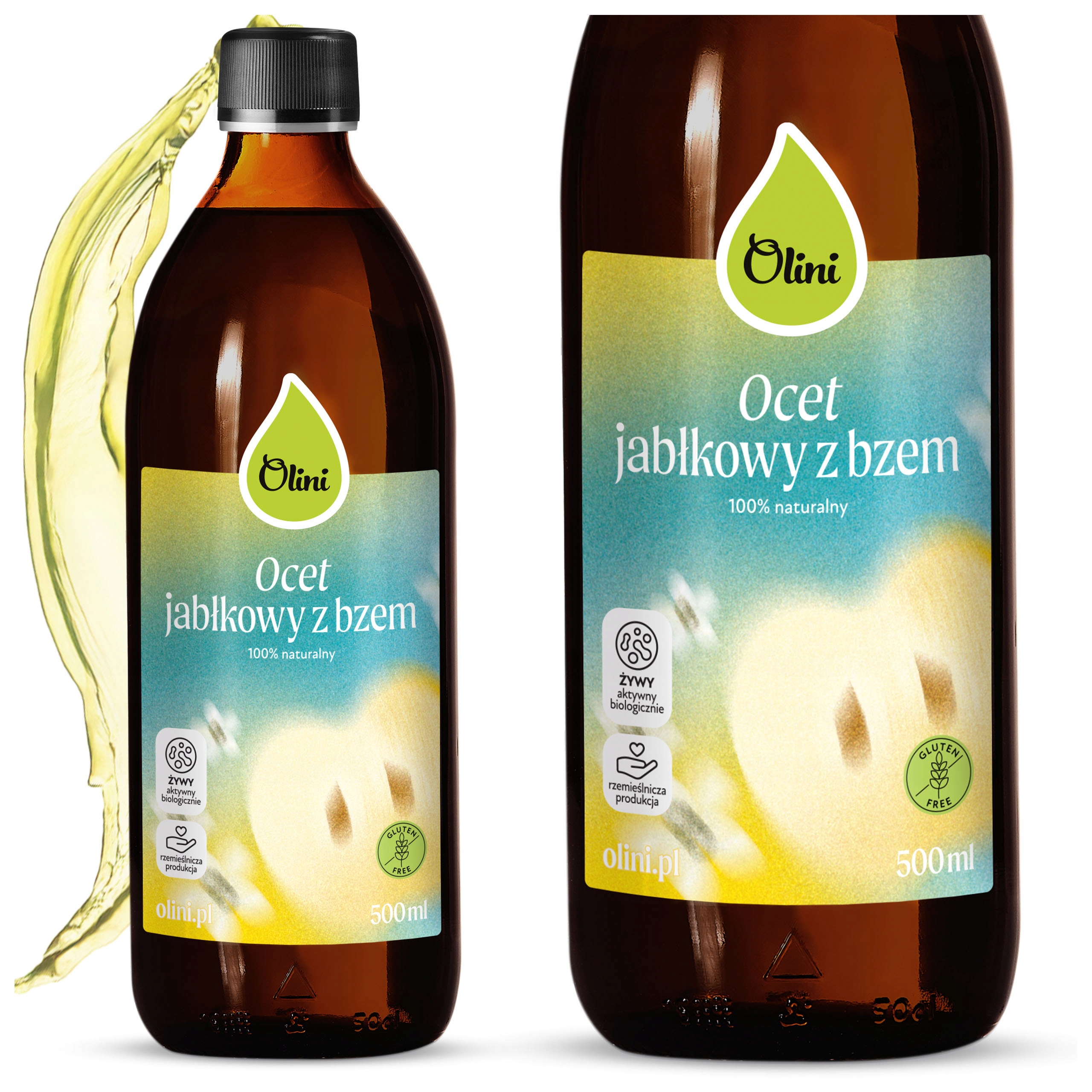 Jablečný ocet s bezovým květem Nepasterizovaný Snižuje chuť k jídlu 500 ml Olini