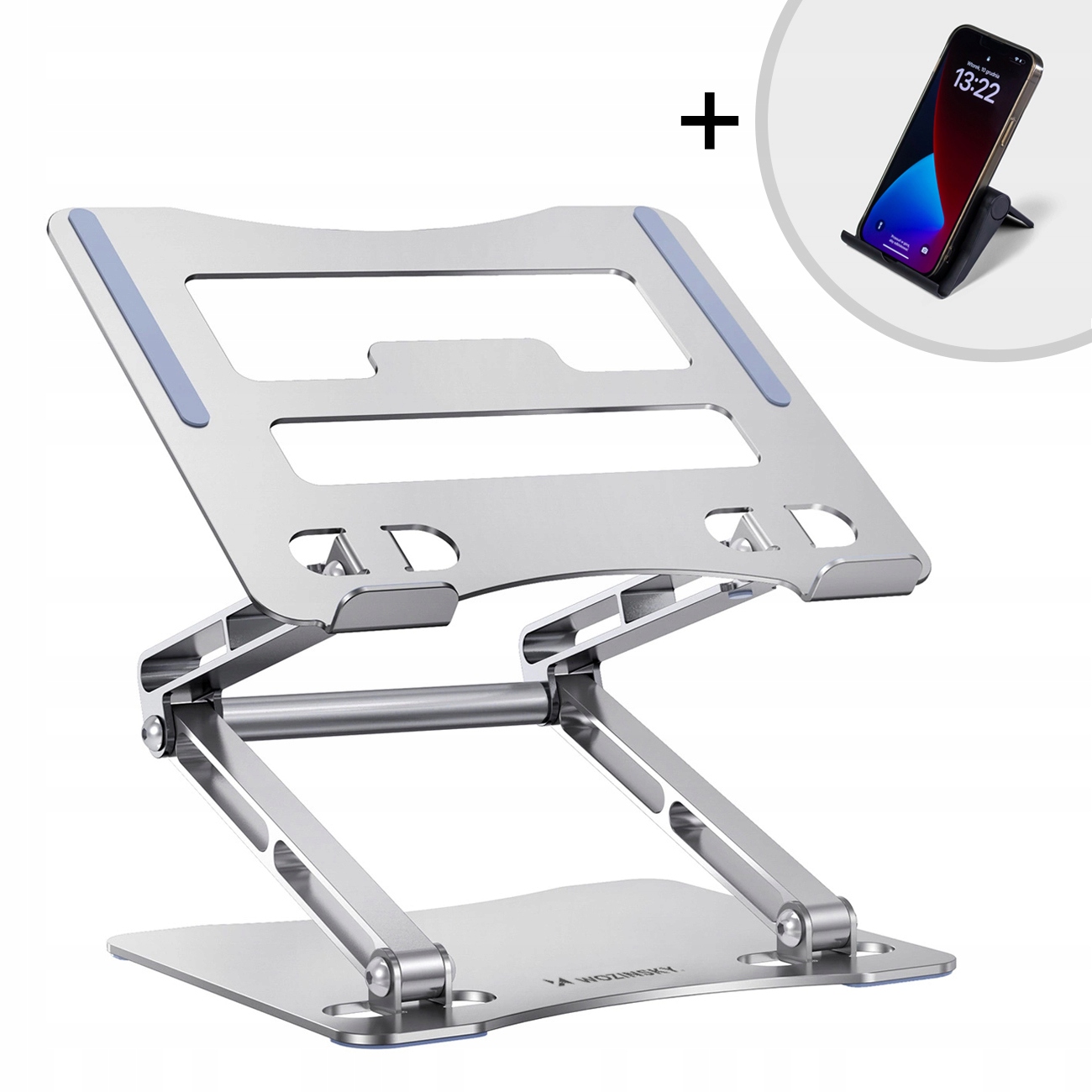 Set Podstavec pod notebook hliníkový podstavec pro smartphone stříbrný