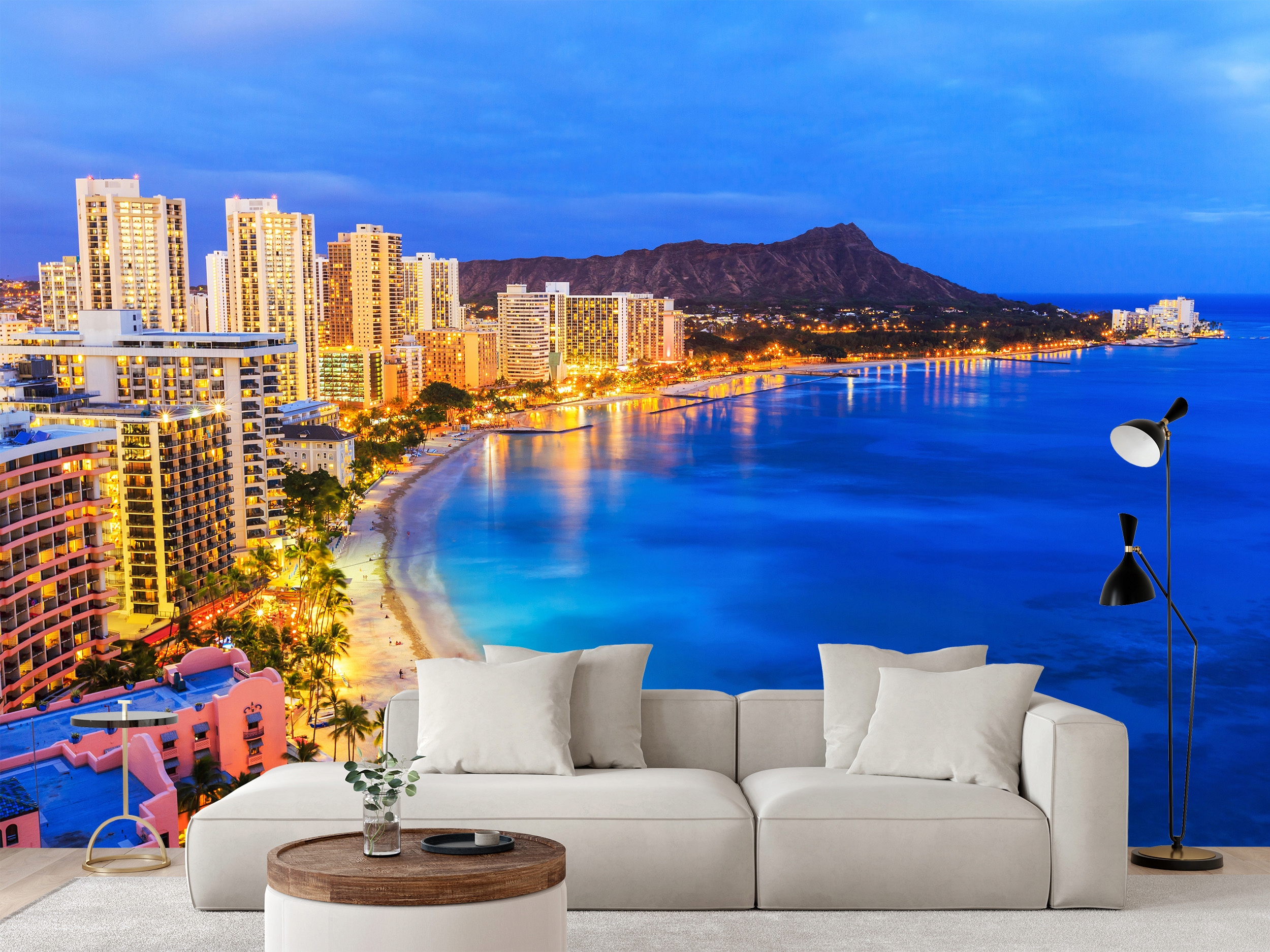 Fototapeta Panorama Pláž Ostrov Honolulu Havaj Oceán 416 x 254 cm