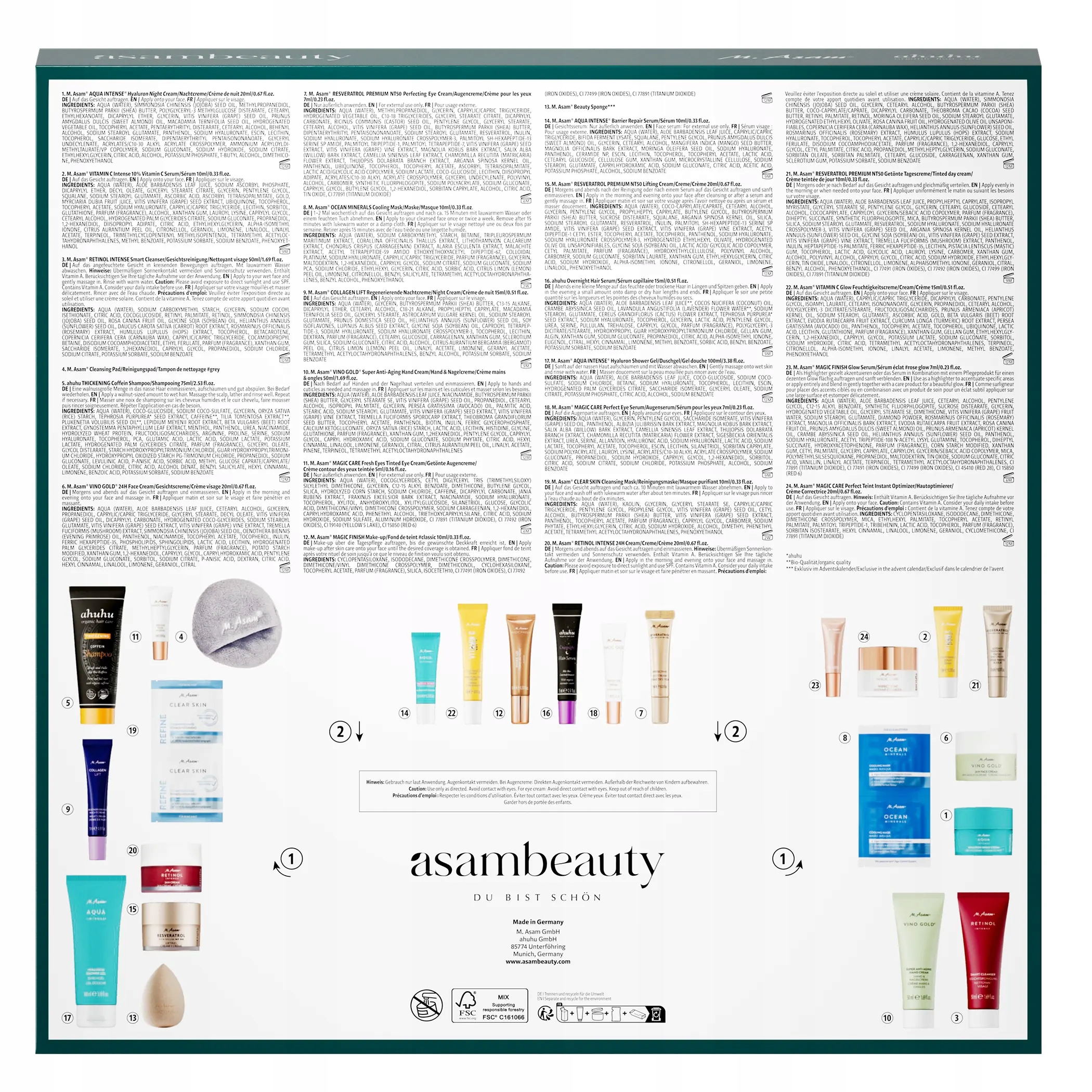 Адвент-календарь M. Asam asambeauty, 24 средства для ухода за кожей и волосами — фото 2