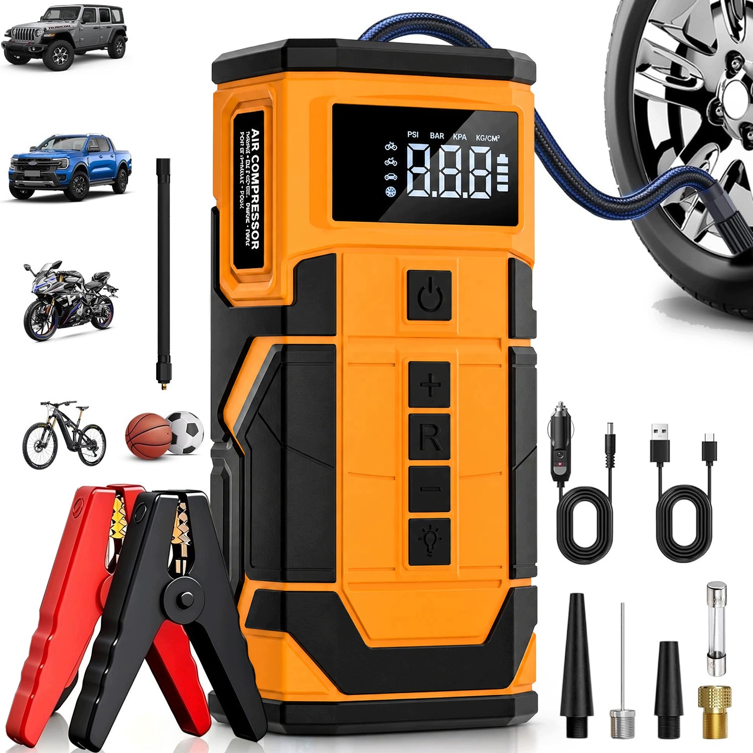Výkonný Startér Startování Booster Powerbanka 12V S Led 10000 Mah Sada
