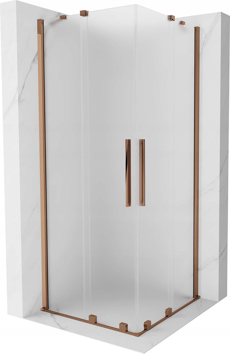 Mexen Velar Duo Kabina Prysznicowa Rozsuwana 100X100 CM Szron Różowe Złoto