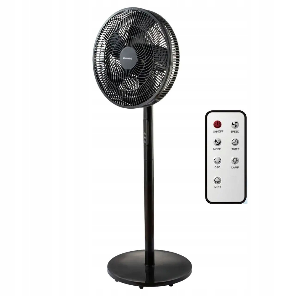 Wentylator stojący podłogowy z pilotem, 16” 40cm, Led, 50W, Klausberg