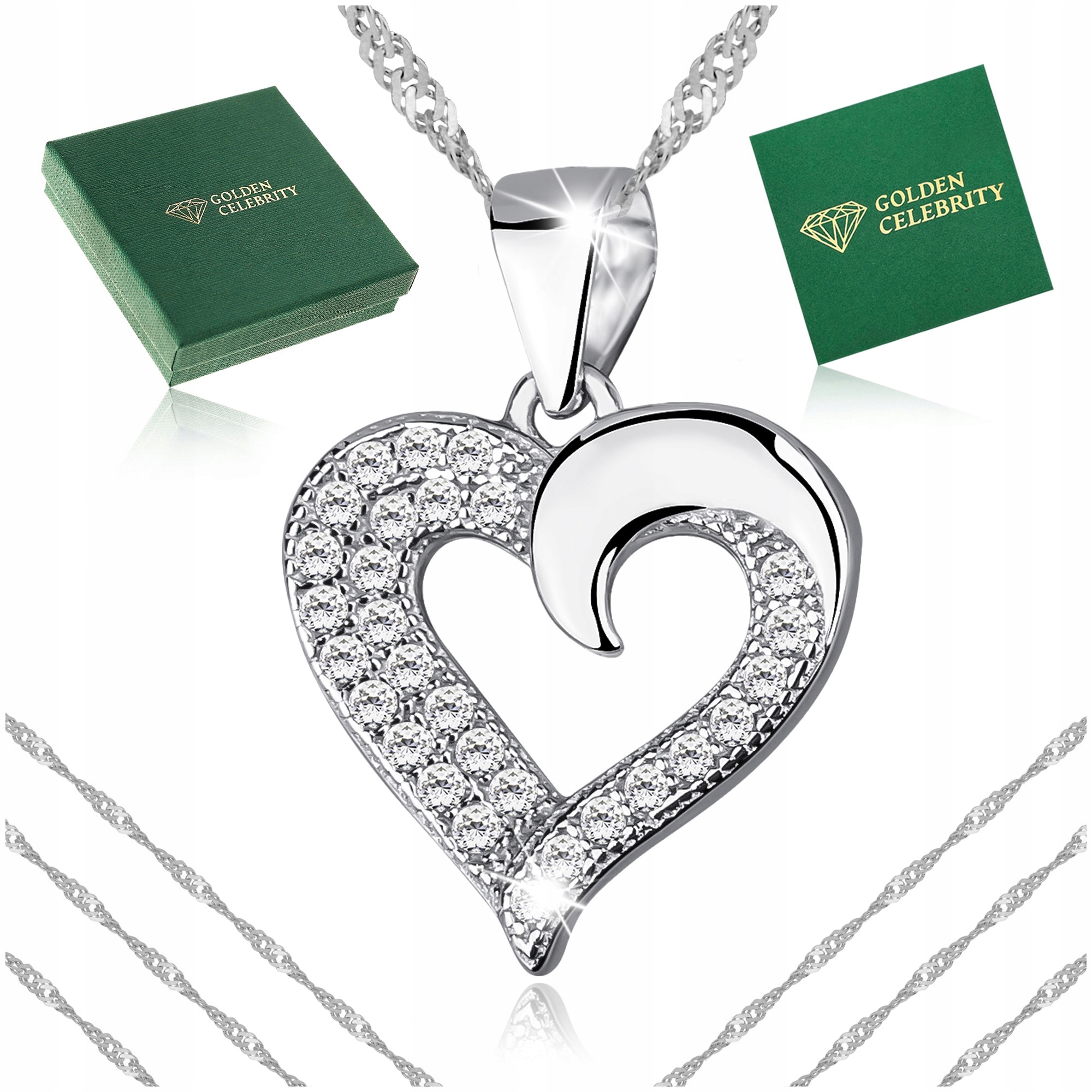 Stříbrný Řetízek Se Srdíčkem Ryzost 925 Se Zirkony Jako Dárek Věnování