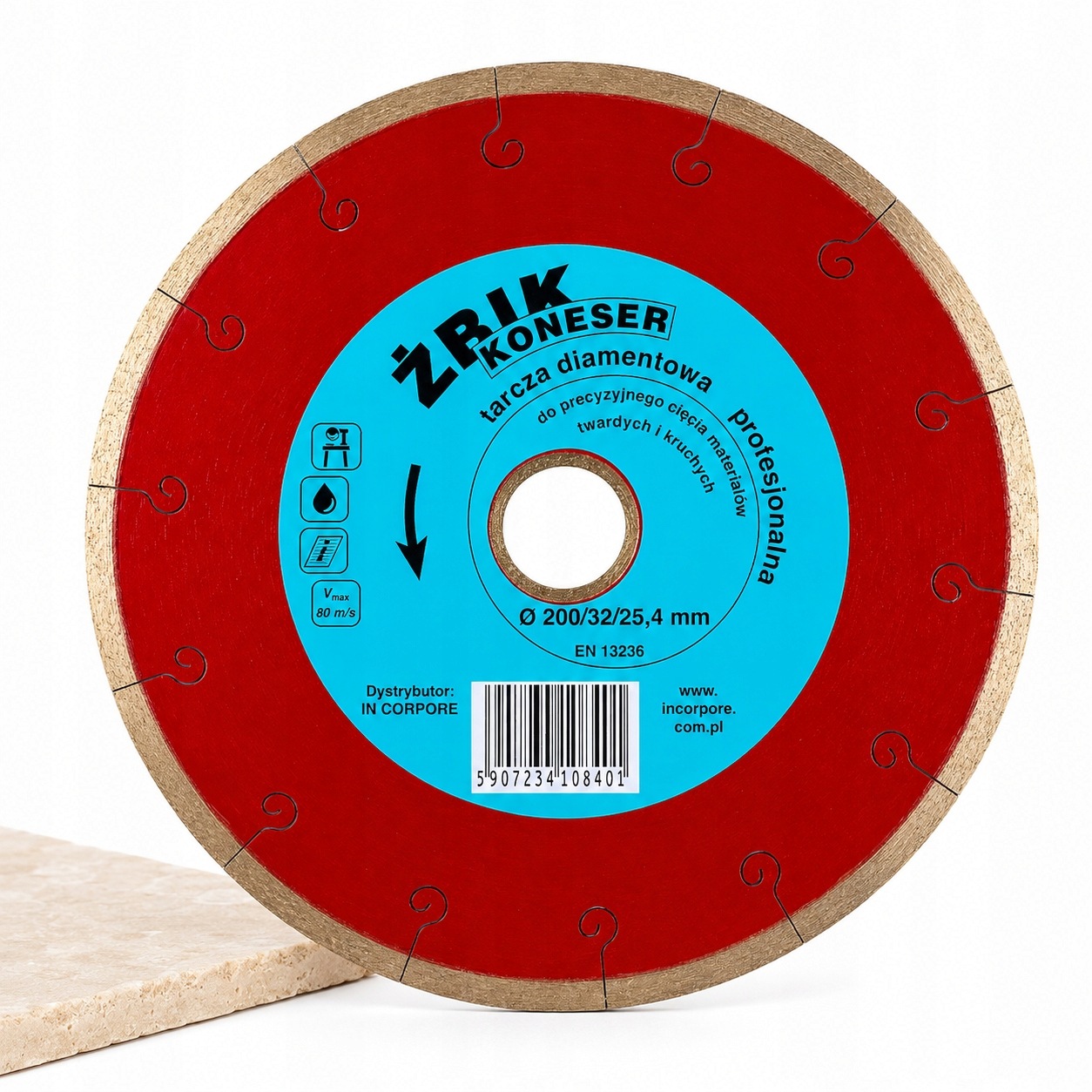Żbik Koneser 200mm tarcza diamentowa do gresu płytek Premium Adapter