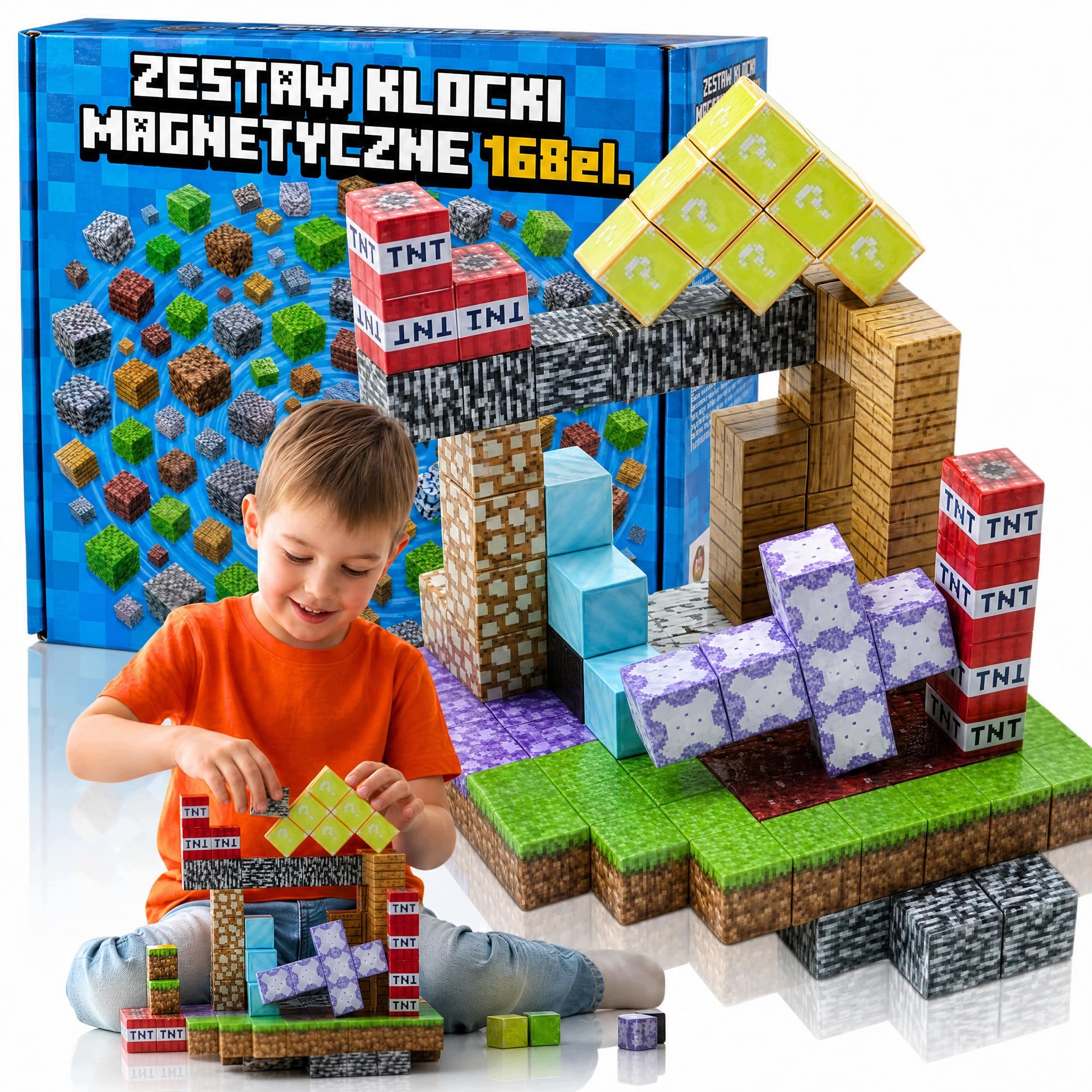 Klocki Magnetyczne bloczki Pixel sześciany konstrukcyjne dla dzieci 168el