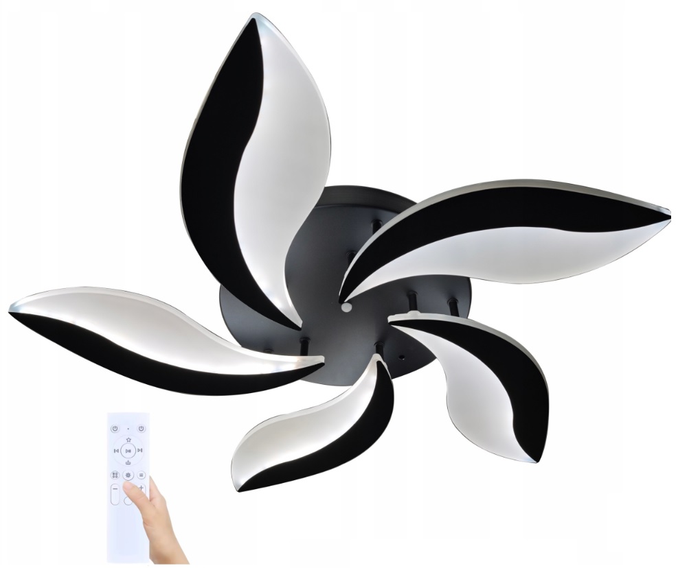Lampa Sufitowa Led Plafon Żyrandol 55 W Pilot 5 Punktów Czarna Aplikacja