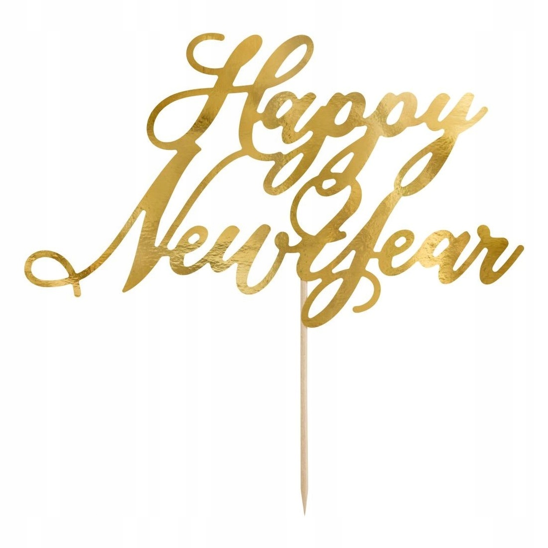 

Topper na tort na Sylwestra Happy New Year złoty