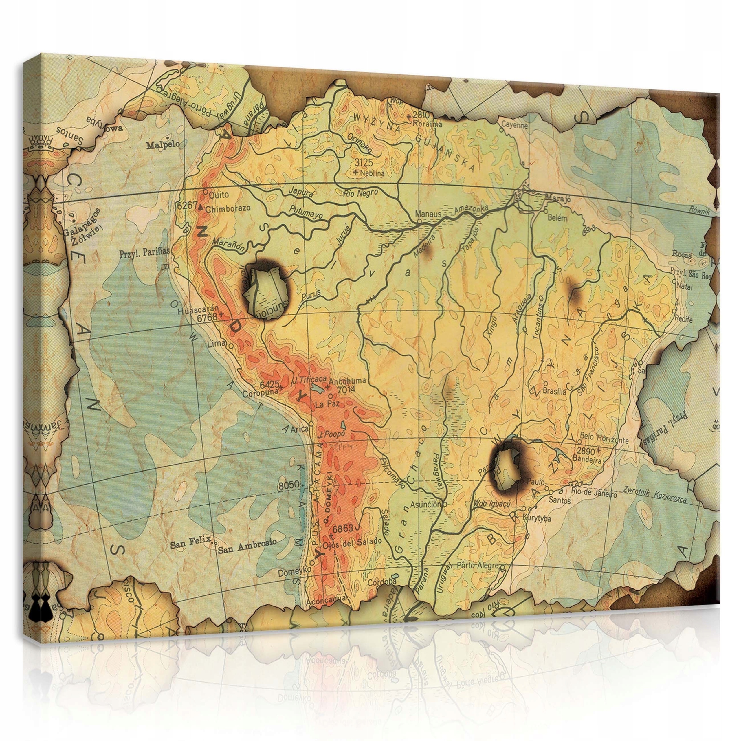 Obraz 100x75 Stará mapa vintage cestování Jižní Amerika geografie