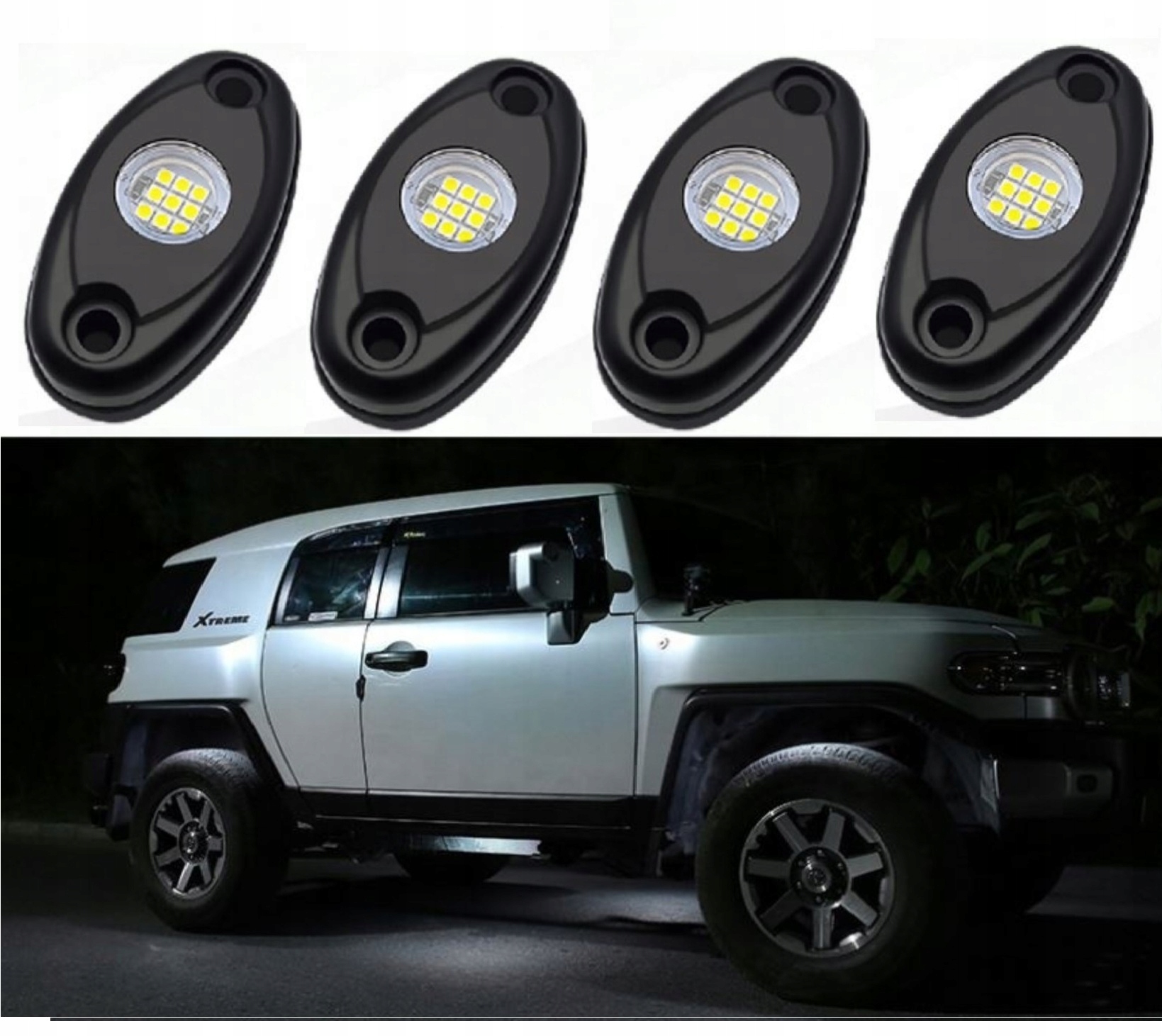 4x Lampa 9xLED Osvětlení Kol Podvozku Bílá