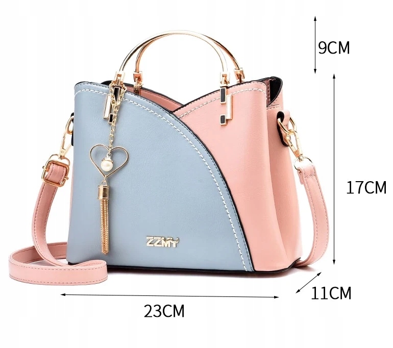 piękna Torebka kuferek brelok SERCE złoty GRANATOWA Materiał dominujący skóra ekologiczna