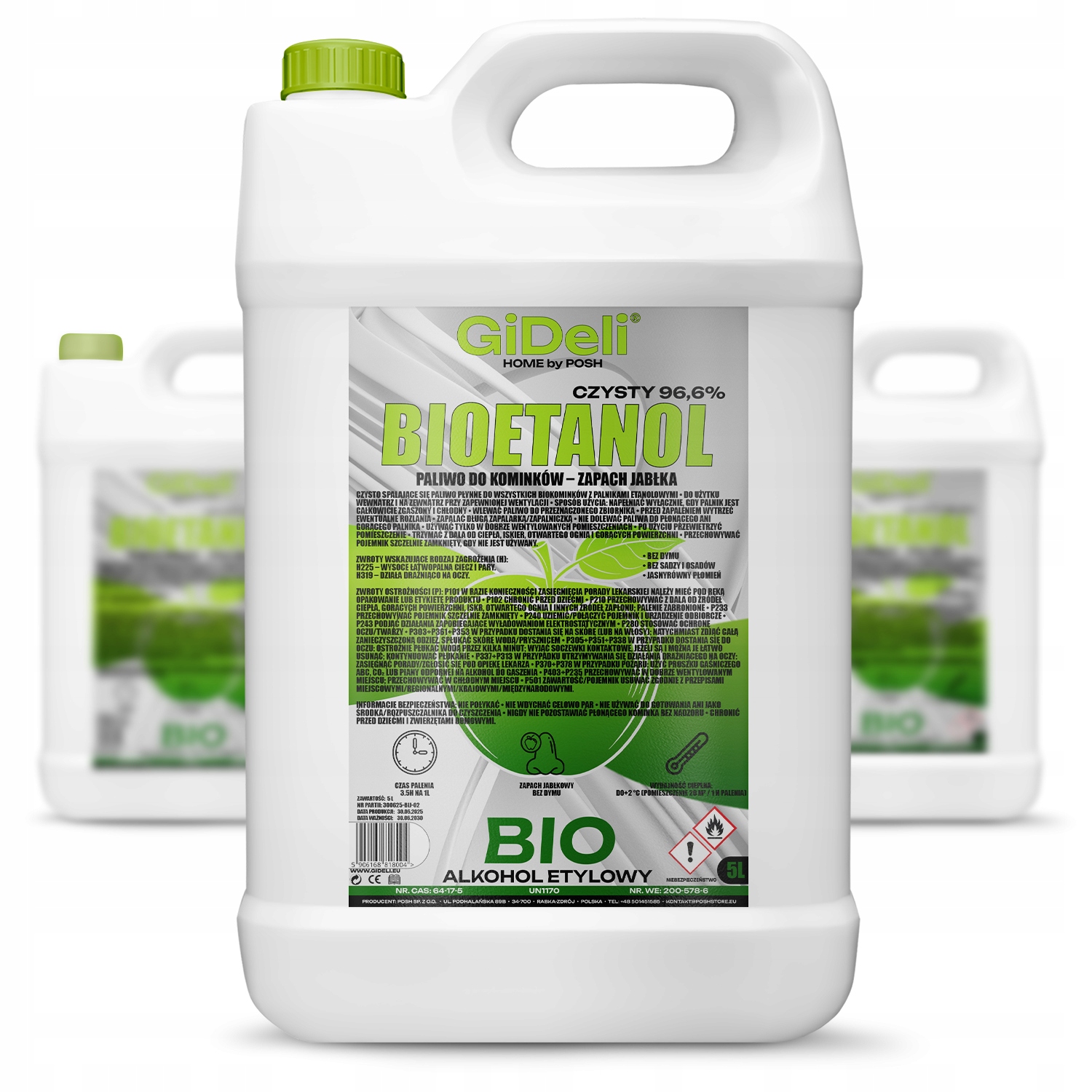 Bioetanol do krbu 3x 5 l s vůní zeleného jablka, biopalivo