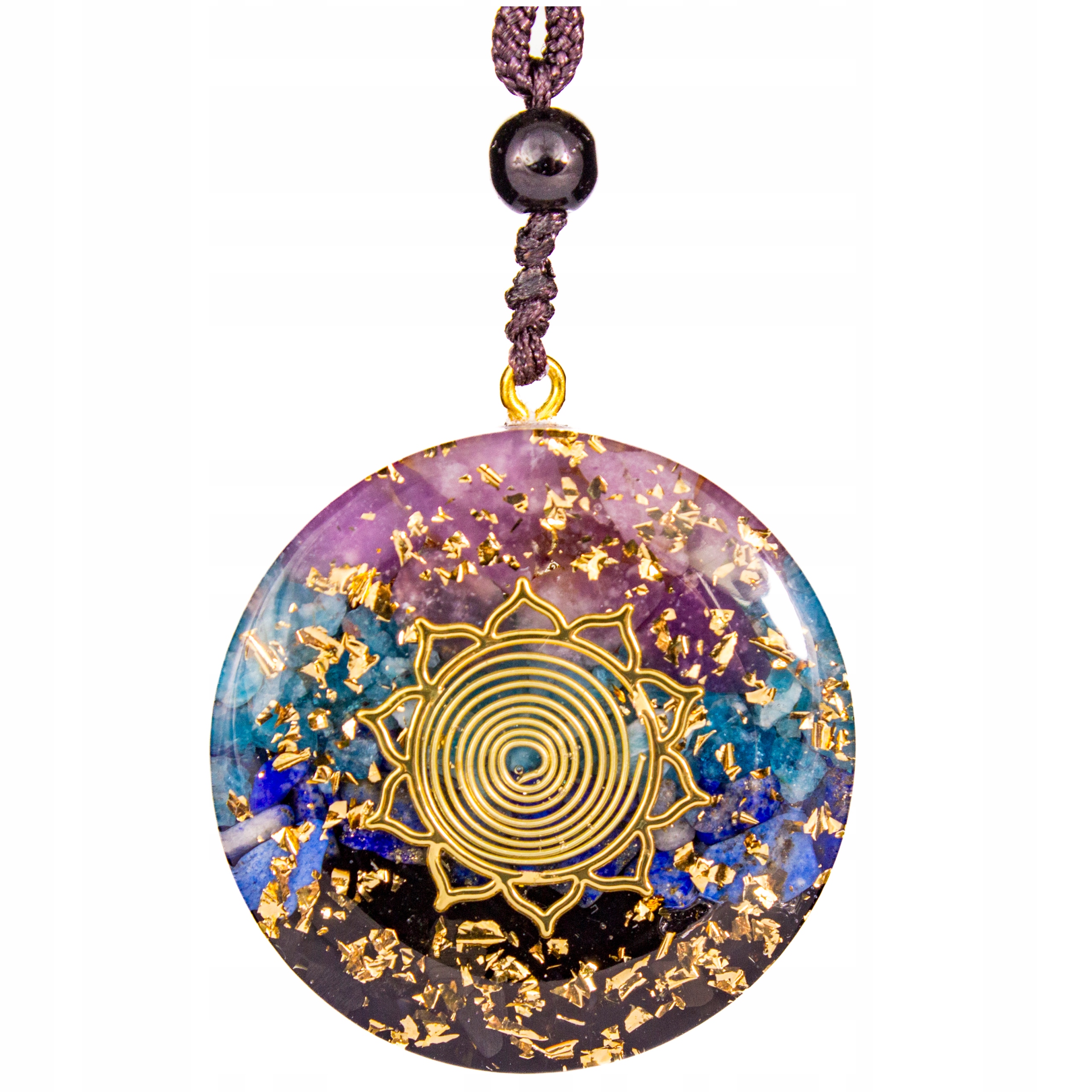 Naszyjnik Orgonit Naturalny Apatyt Obsydian Ametyst Miedź Czakr Na Prezenty