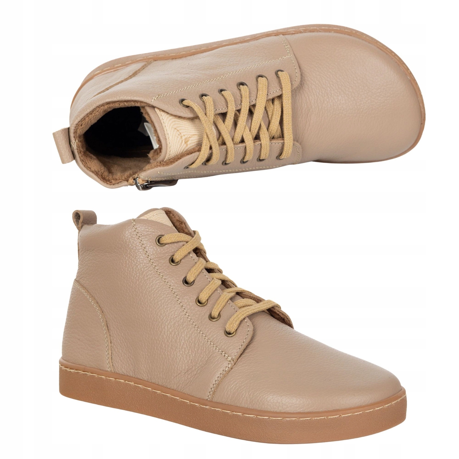 Dámské zimní barefoot kožené boty Z-B04 béžové 38