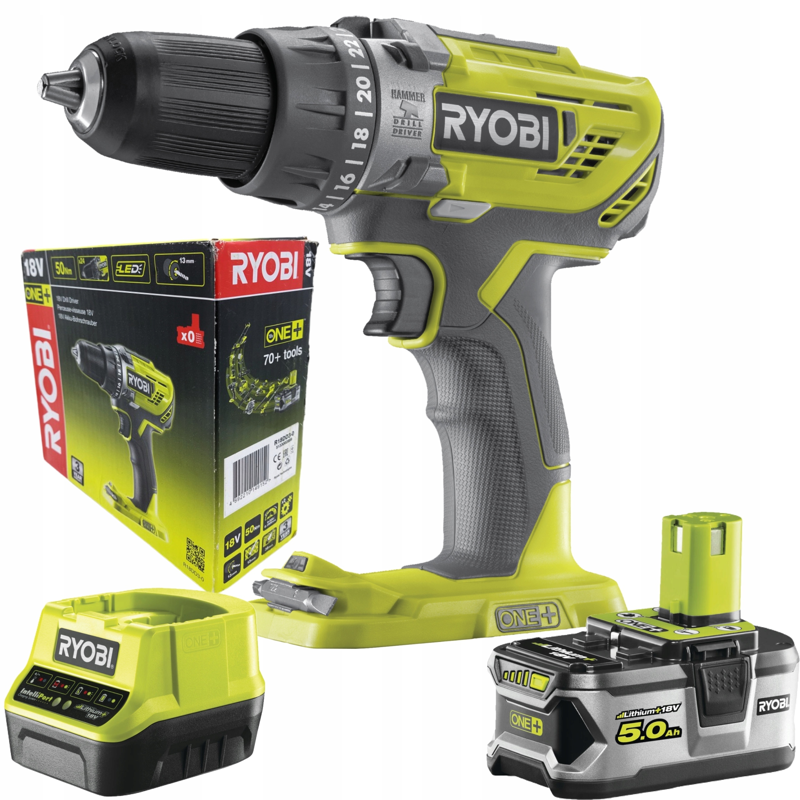 Ryobi Příklep Šroubovák R18PD3 18V 50NM+5Ah.