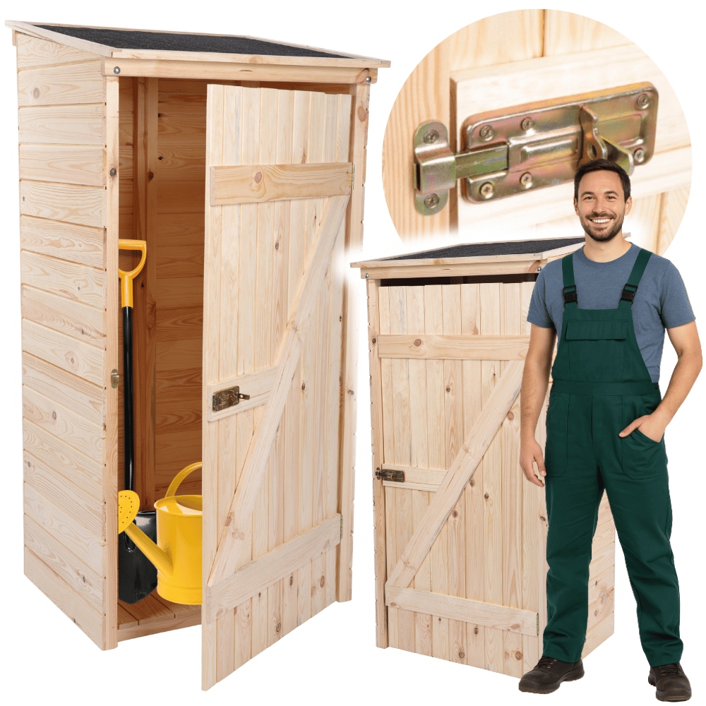 Drevený záhradný domček na náradie, úložný priestor, prístrešok na náradie, 149 cm, Pevný