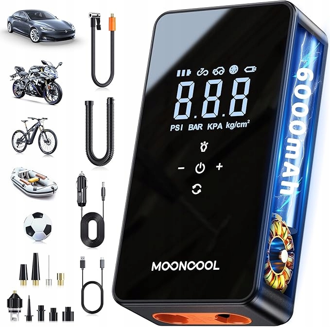 Elektryczna przenośna pompa powietrza Mooncool 150 Psi do opon